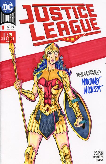 DF DC COMICS COMMISSIONED COVER ART SIGNED AND REMARKED BY MARIANO NICIEZA AND JOE DELBEATO WITH A WONDER WOMAN SKETCH 10/28/2026