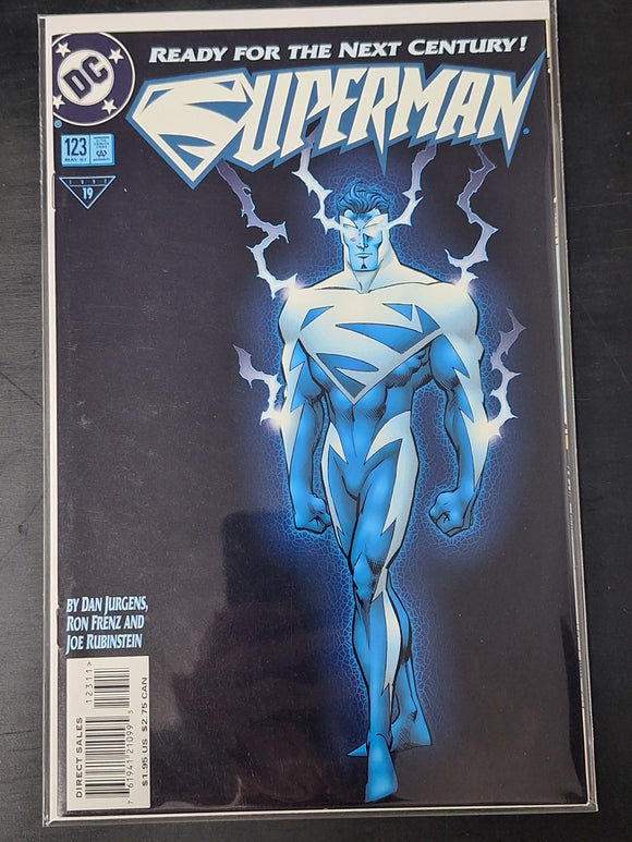 Superman 123 DC 1997 Glow In The Dark, 1st Blue Superman Suit & New Powers