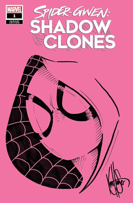 DF SPIDERGWEN SHADOWCLONES #1 PINK BLANK VARIANT WITH A SPIDERGWEN SKETCH BY KEN HAESER  1/6/2027