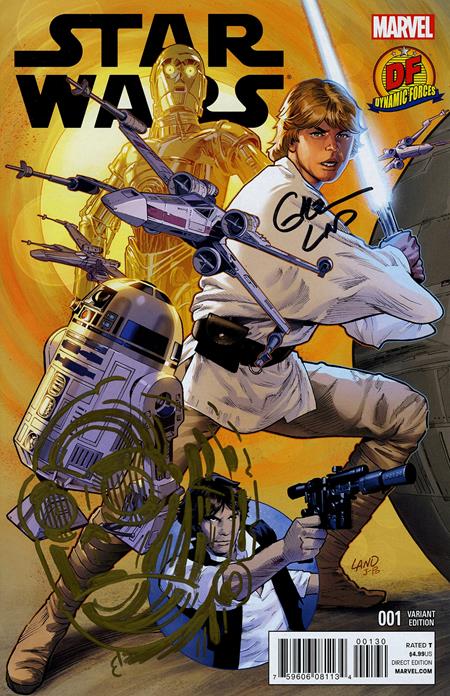 DF STAR WARS #1 DF VARIANT SIGNED BY GREG LAND AND REMARKED BY KEN HAESER WITH A GOLDEN C3PO HEAD SKETCH 1/6/2027