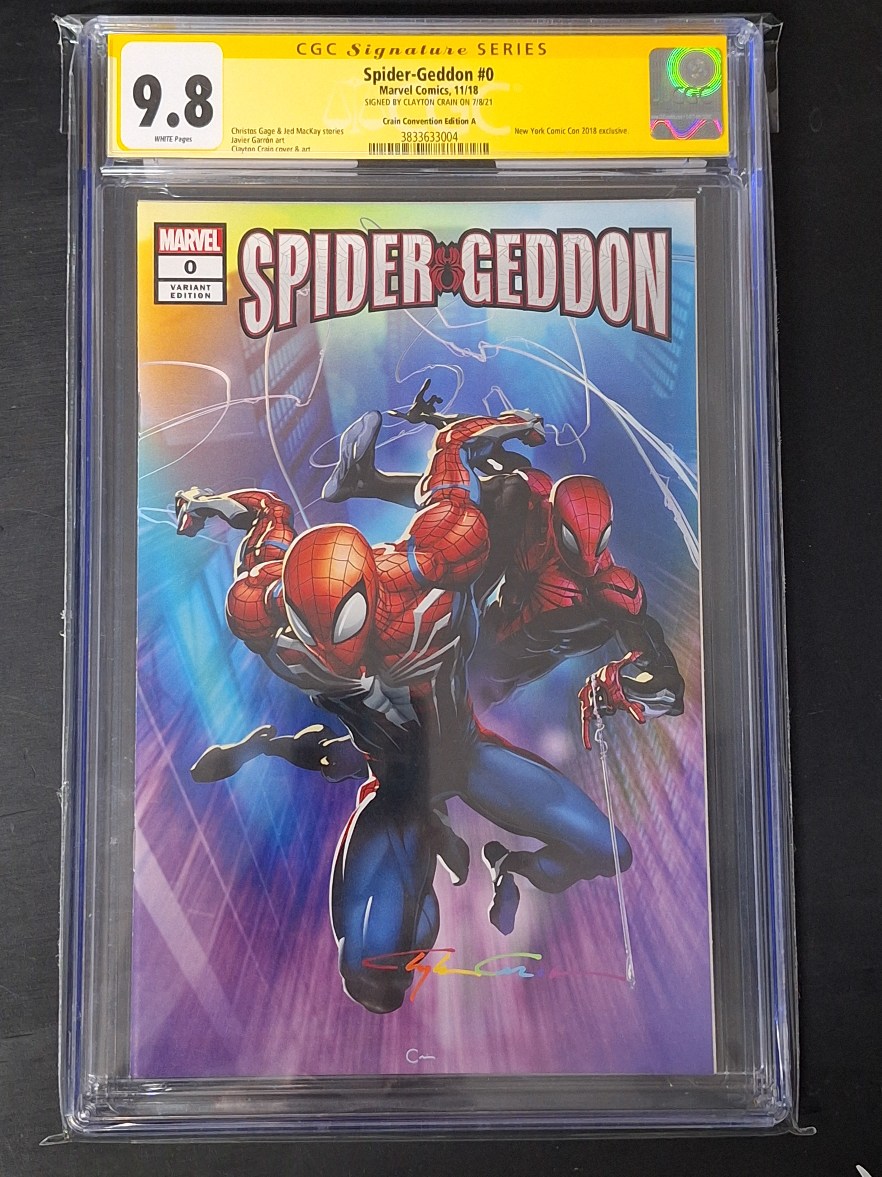 Spider-Geddon #0 Marvel 2018 Crain NYCC Exclusive CGC SS Crainbow Sign