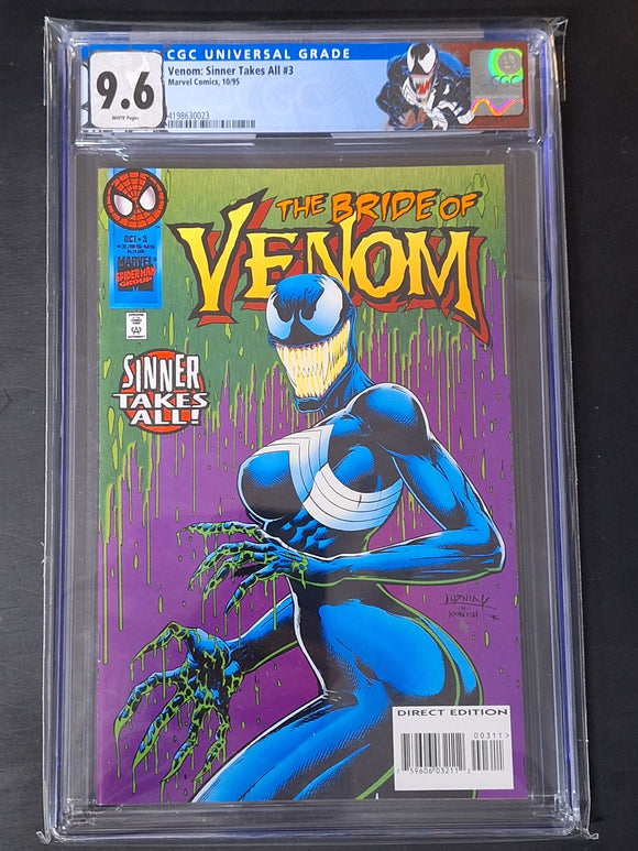 Venom: Sinner Takes All 3 Marvel 1995 CGC 9.6 1st App of She-Venom