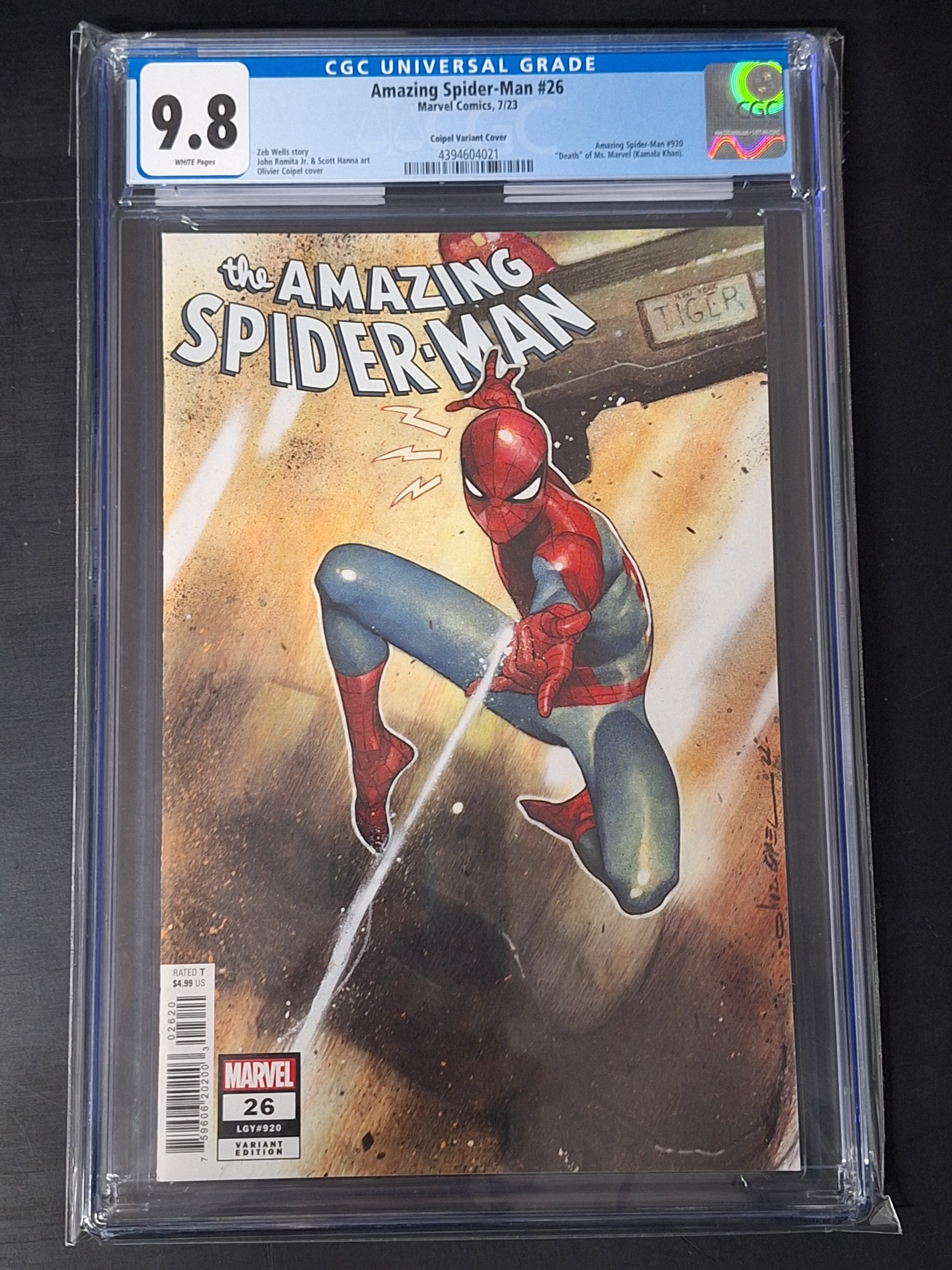 Amazing Spider-Man 26 Marvel 2023 Death of Ms.Marvel 1:200 Coipel Variant CGC 9.8