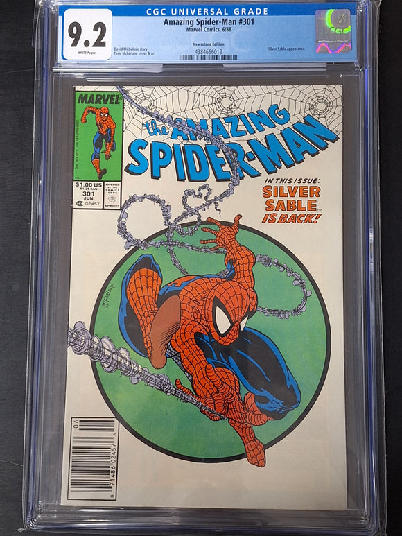 Amazing Spider-Man 301 Marvel 1988 Todd McFarlane CGC 9.2 Newsstand