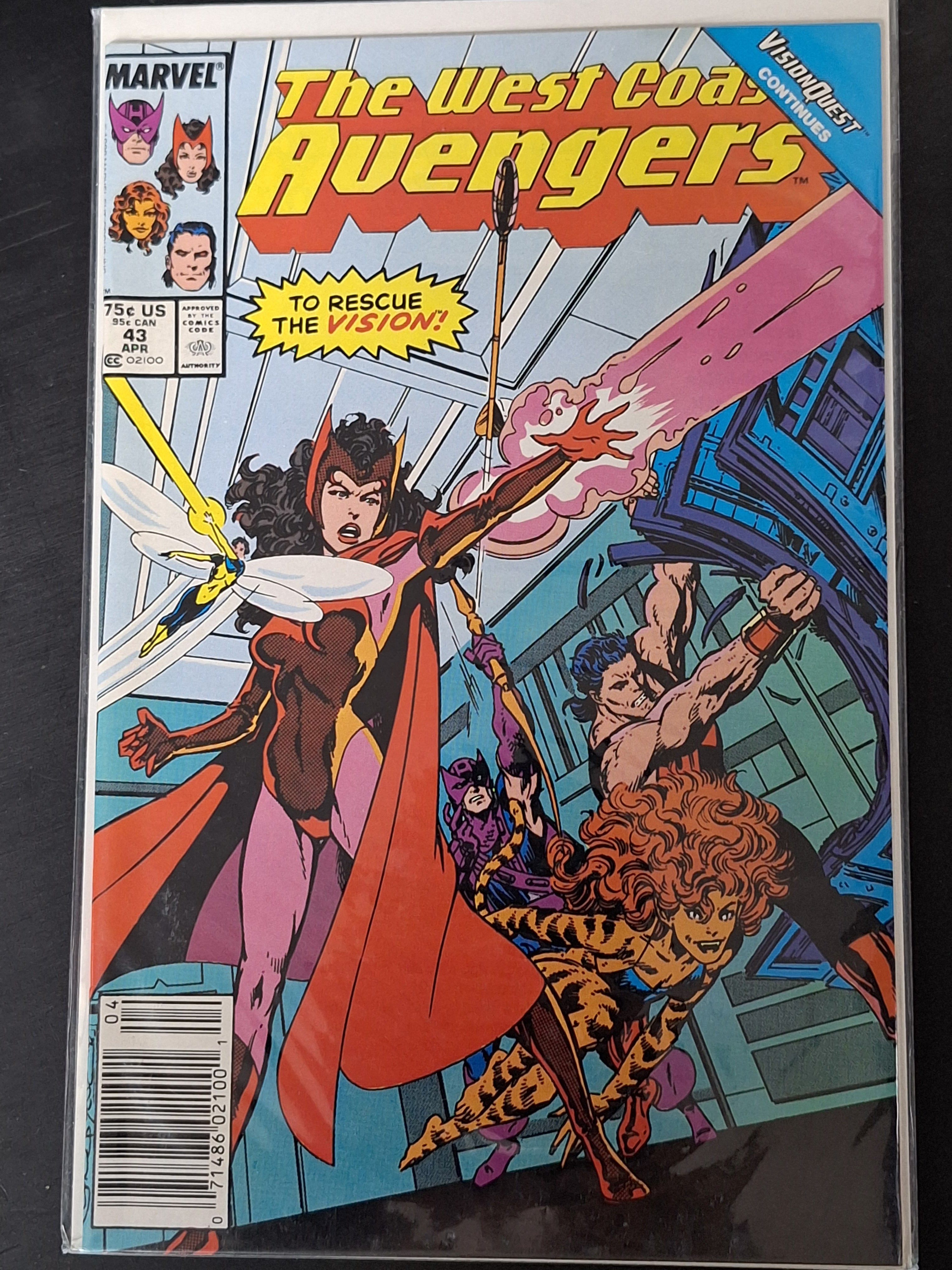 West Coast Avengers 43 Marvel 1989 Vision Quest Part 1 Newsstand