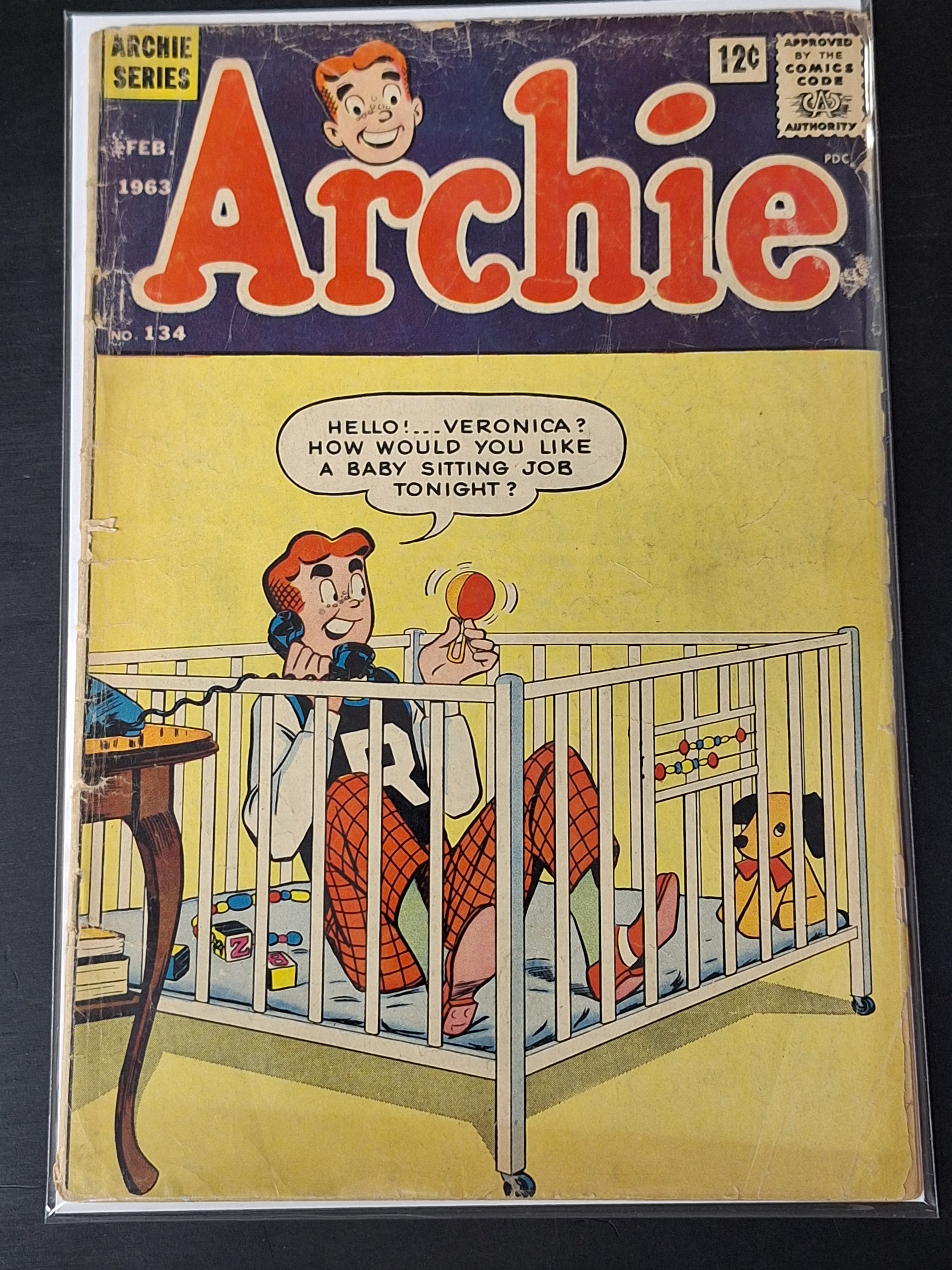 Archie 134 Silver Age 1963 Innuendo Cover, Archie in Crib