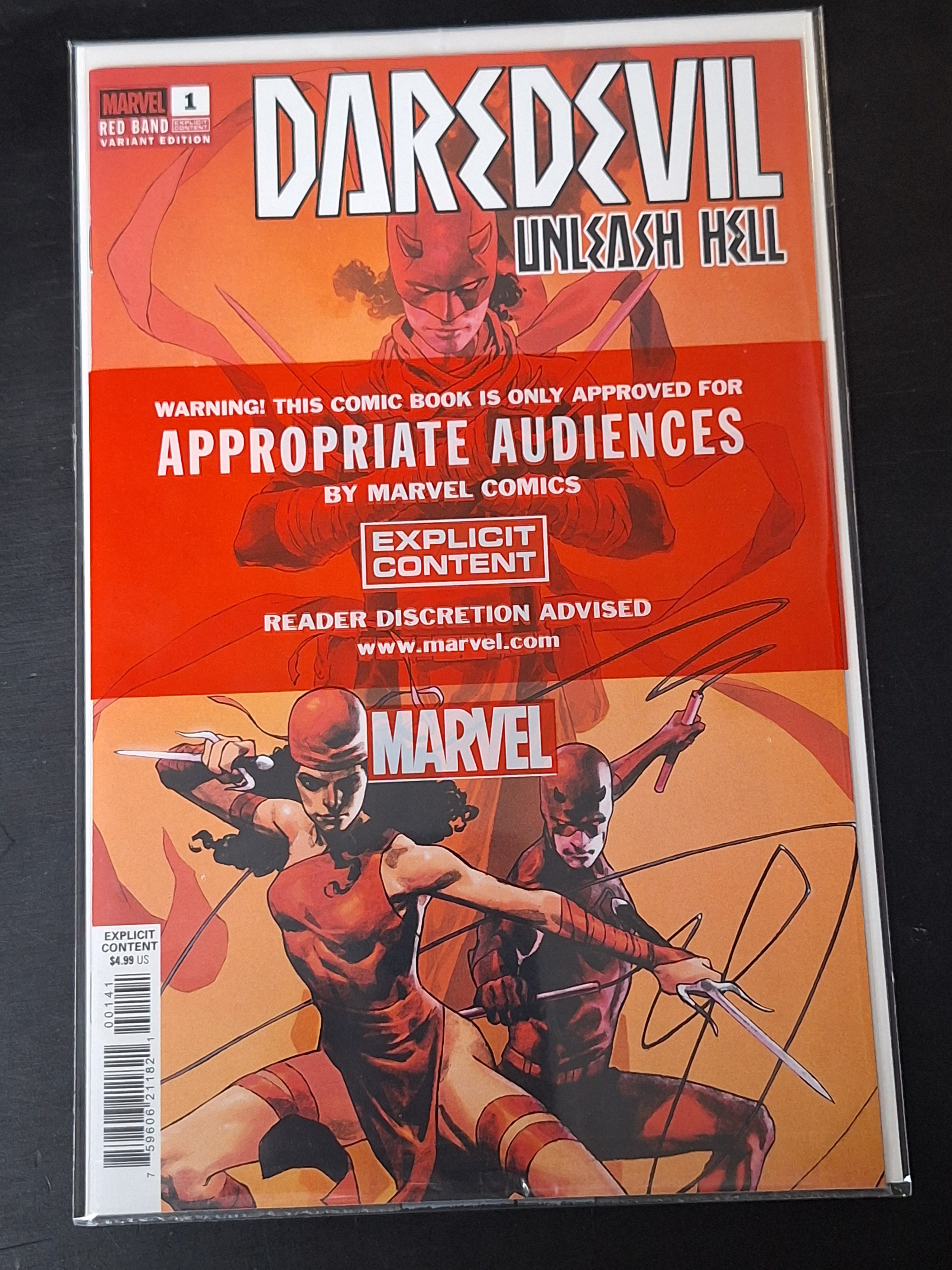 Daredevil Unleash Hell 1 Marvel 2025 Red Band Polybagged Opena Variant