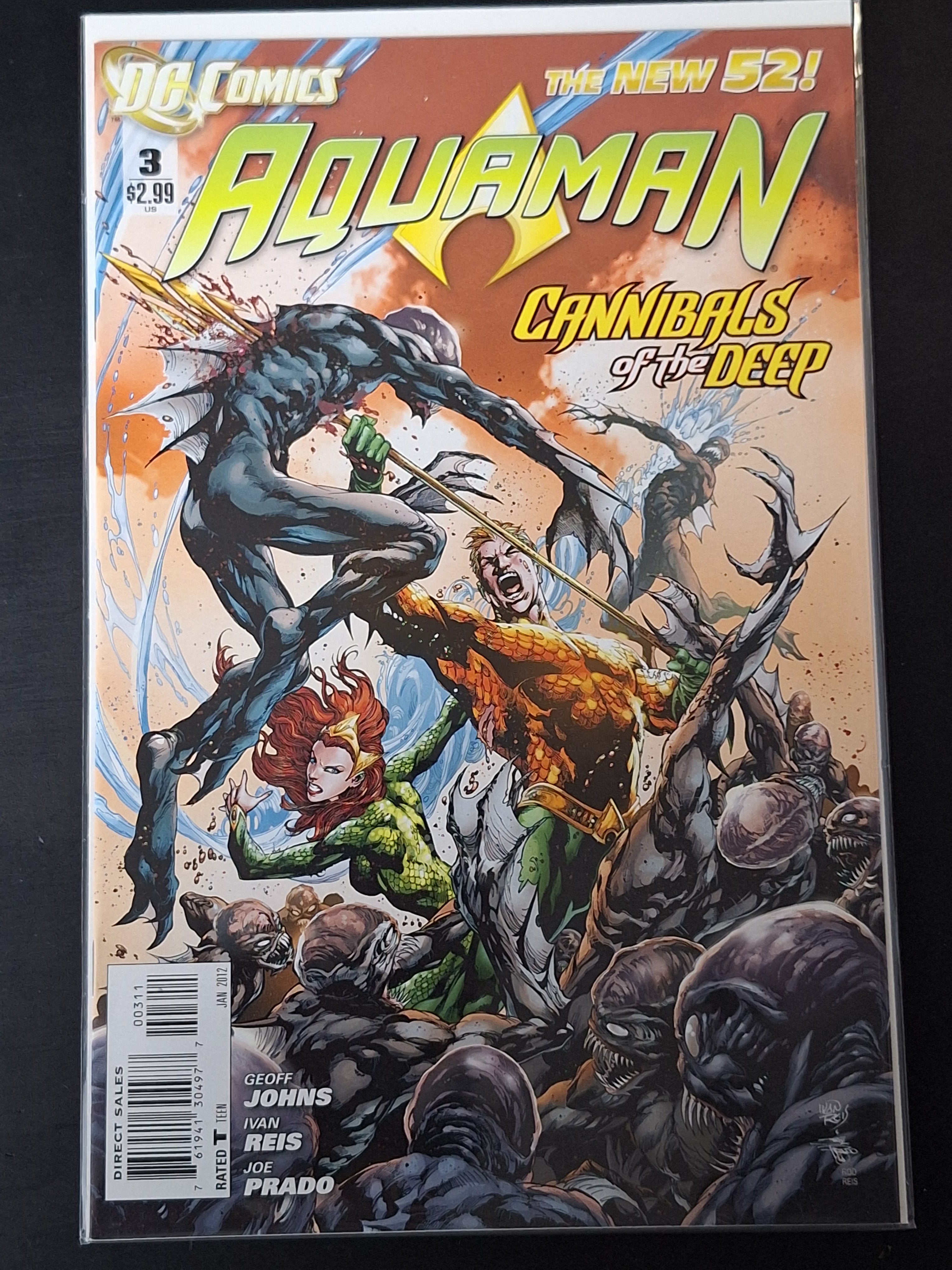 Aquaman 3 DC Comics 2012 1st App Of Aquadog And Steven Shin 2nd App Trench King!