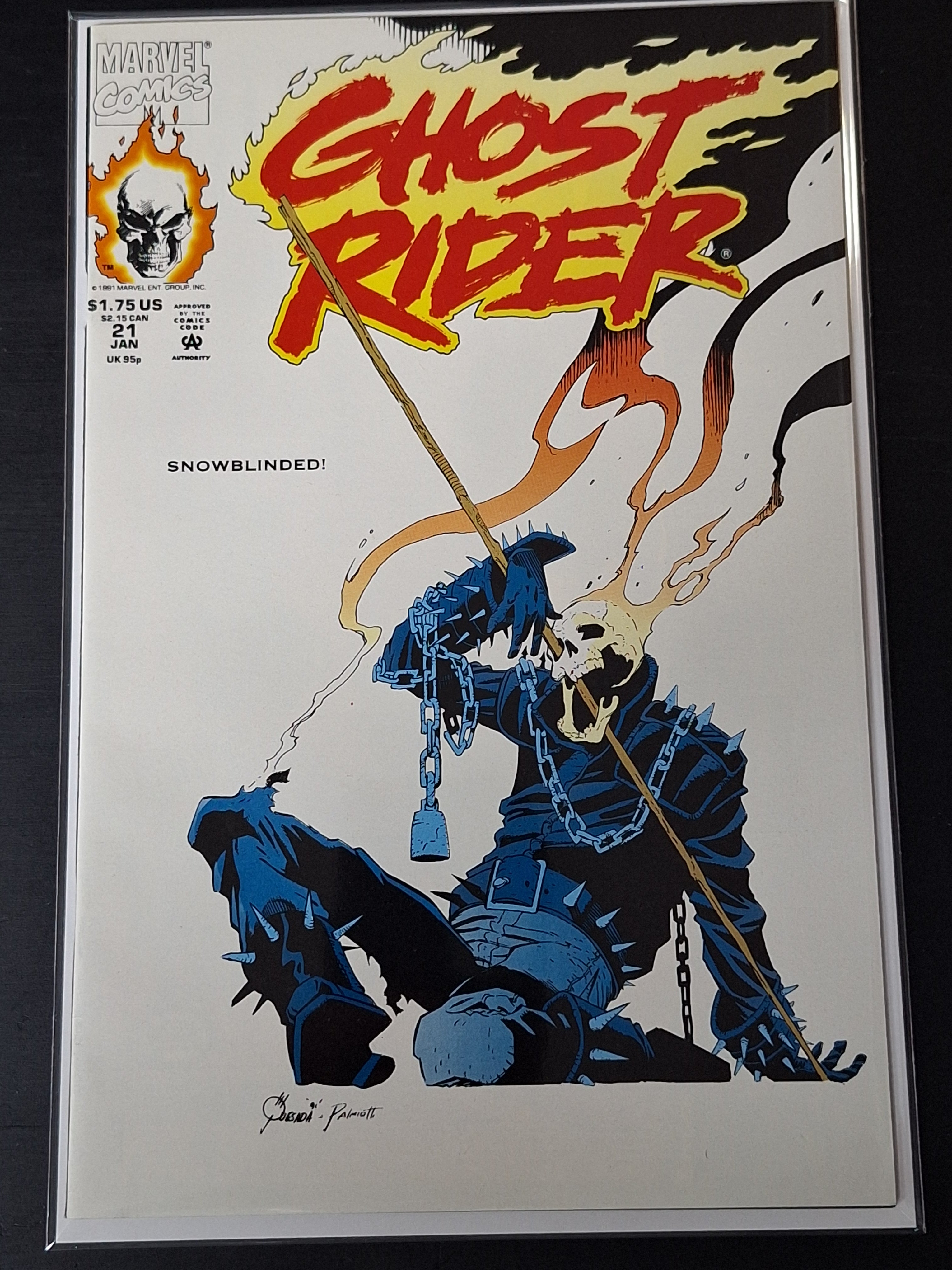 Ghost Rider 21 Marvel 1991 Joe Quesada Cover Snowblinded!