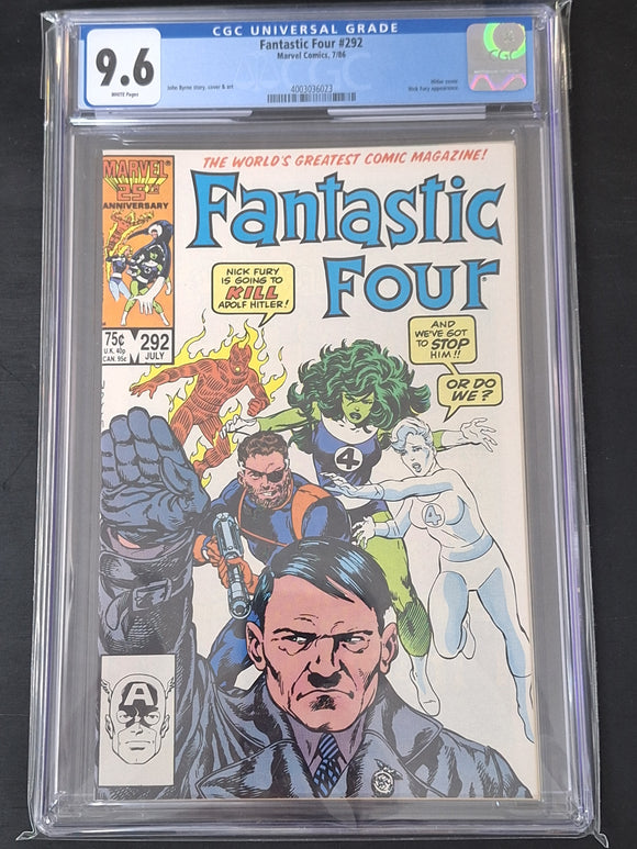 Fantastic Four 292 Marvel 1986 CGC 9.6 Classic Hitler Cover