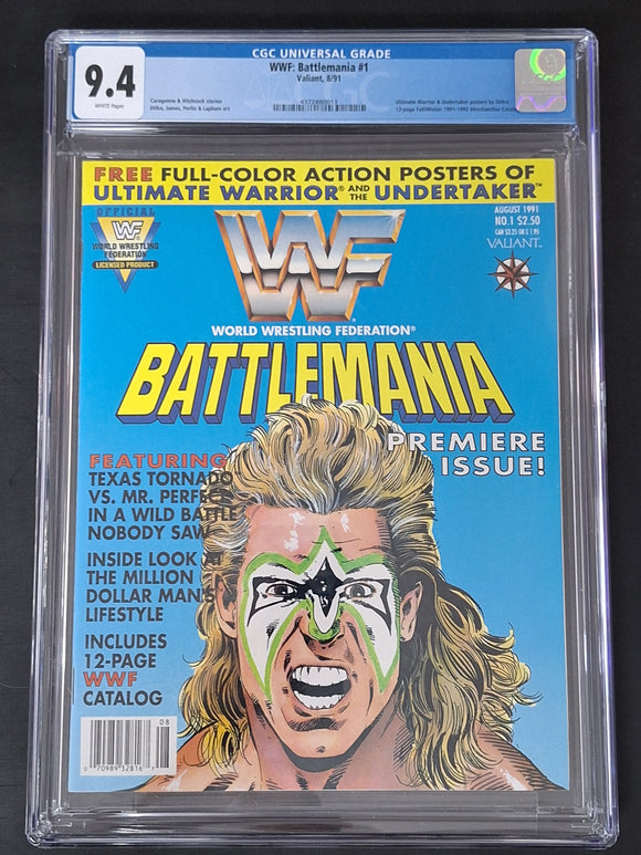WWF: Battlemania 1 Valiant 1991 CGC 9.4 Ultimate Warrior Cover