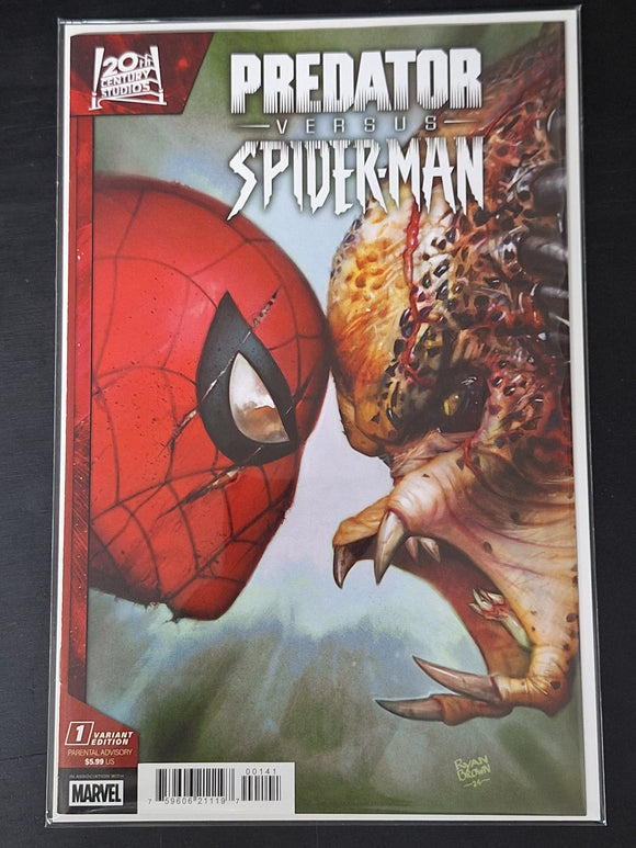 Predator Versus Spider-Man 1 Marvel 2025 Ryan Brown Variant