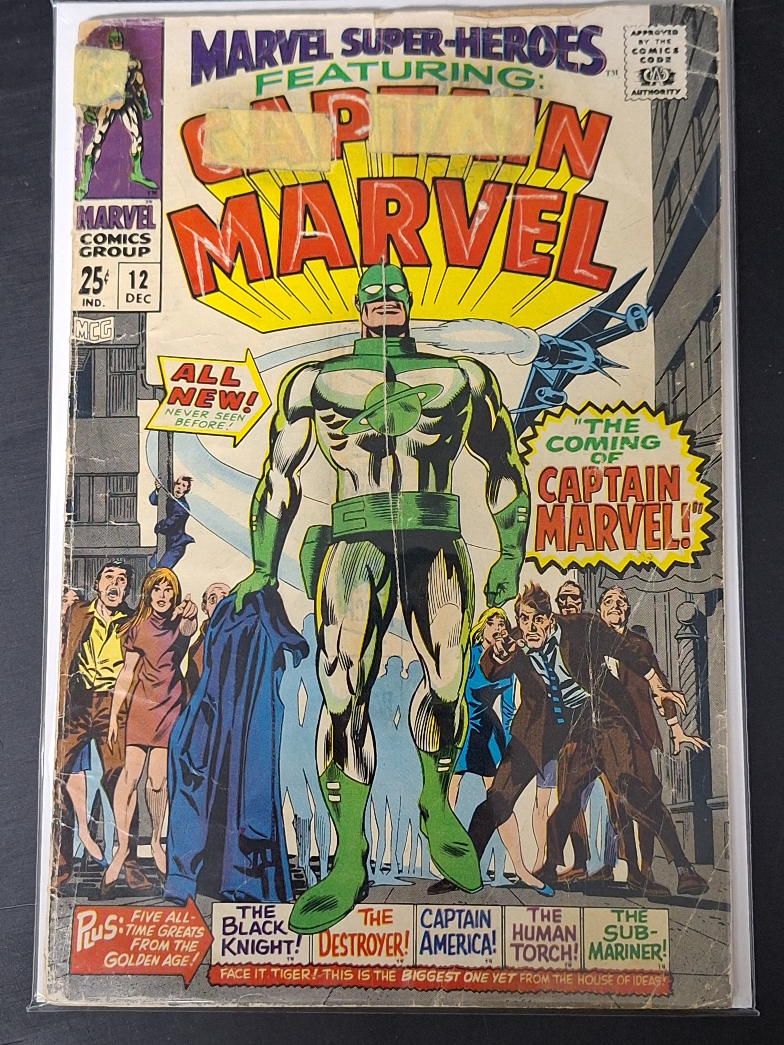 Marvel Super-Heroes 12 Marvel 1967 1st App of Captain Marvel, Low Grade