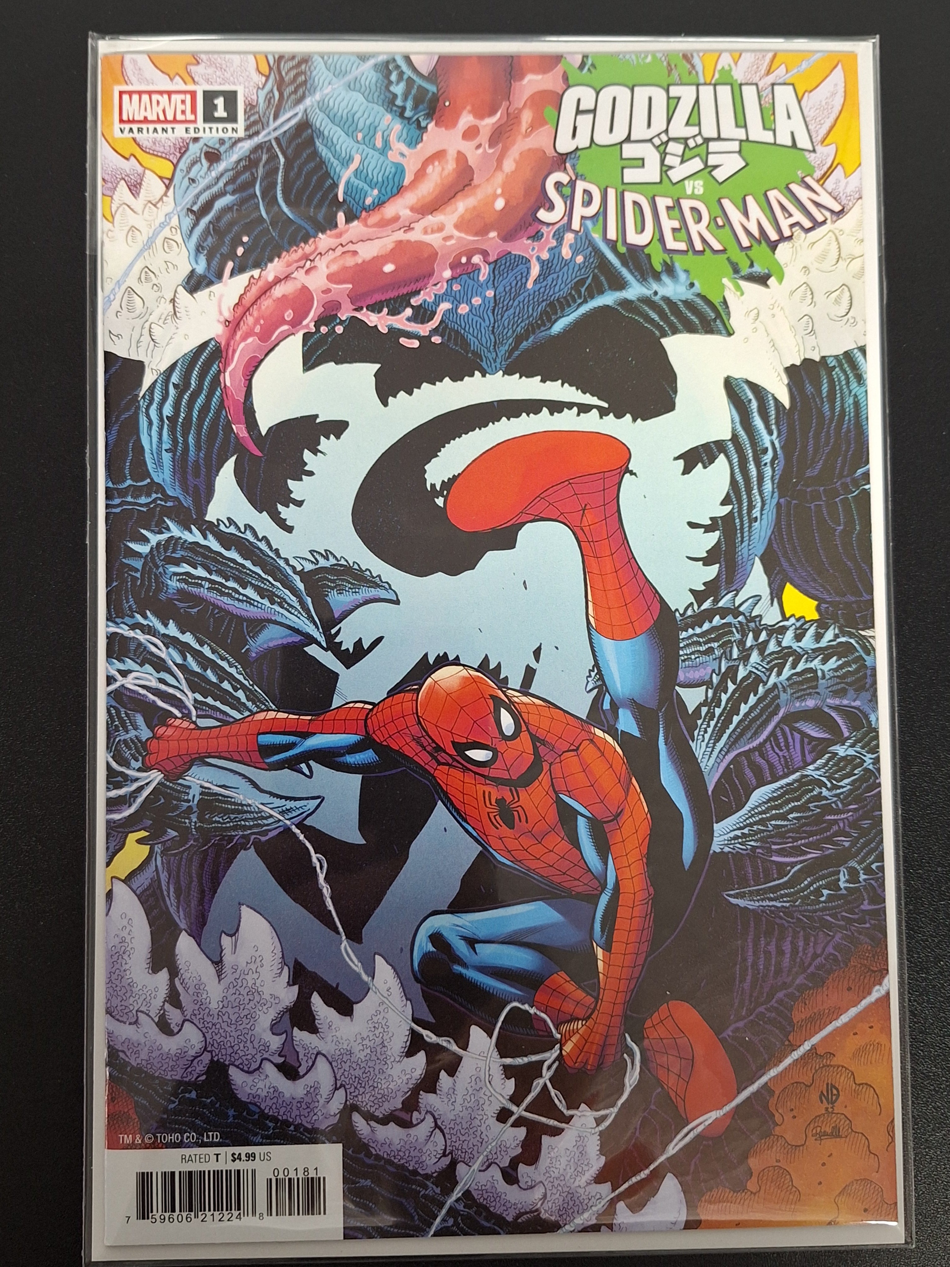 Godzilla vs Spider-Man 1 Marvel 2025 Venomized Variant
