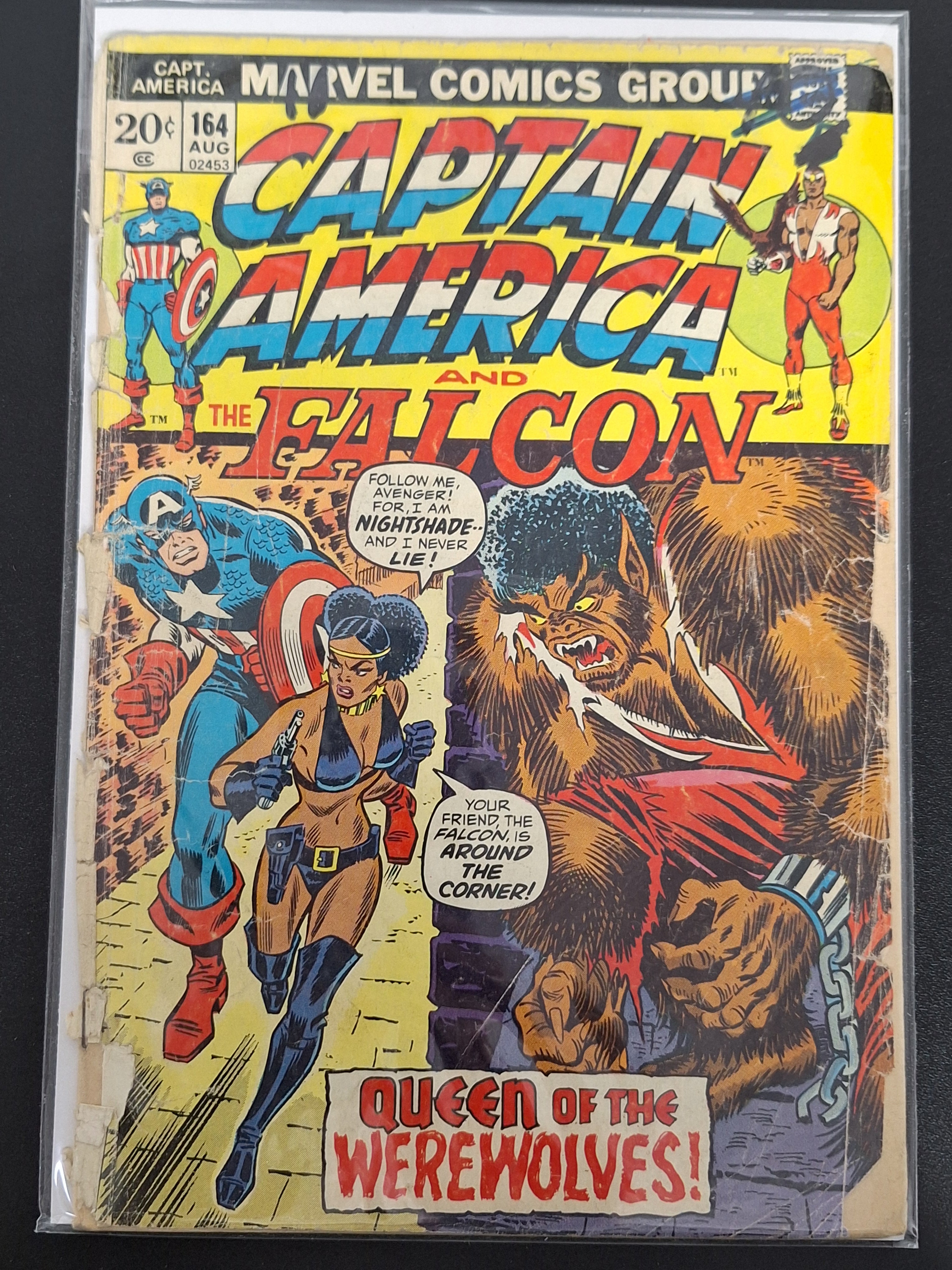Captain America 164 Marvel 1973 1st Falcon-Wolf & Nightshade