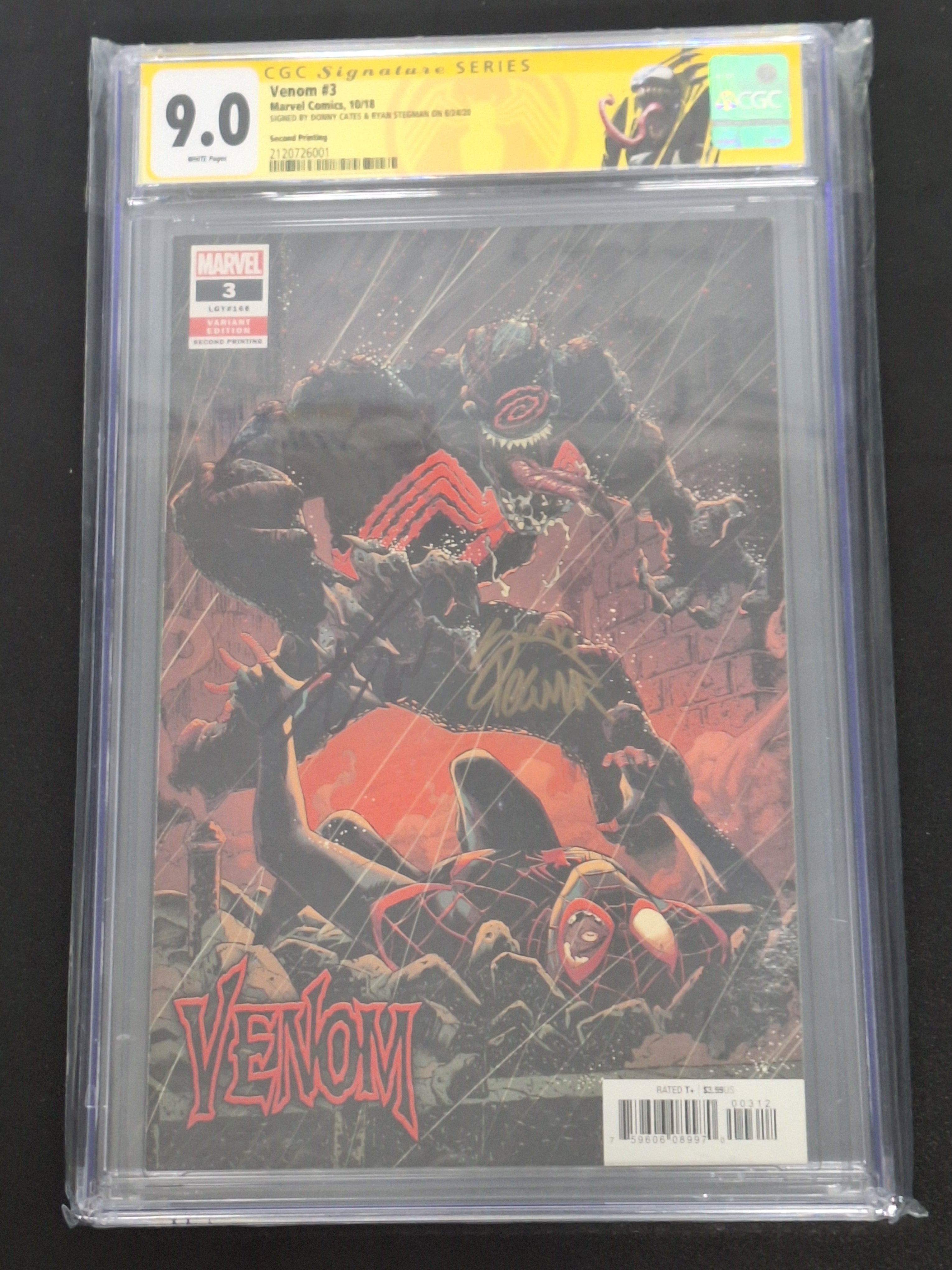 Venom 3 Marvel 2018 Stegman 2nd Printing Variant Double Auto Donny Cates & Ryan Stegman - 1st App Of Knull - Graded  9.0