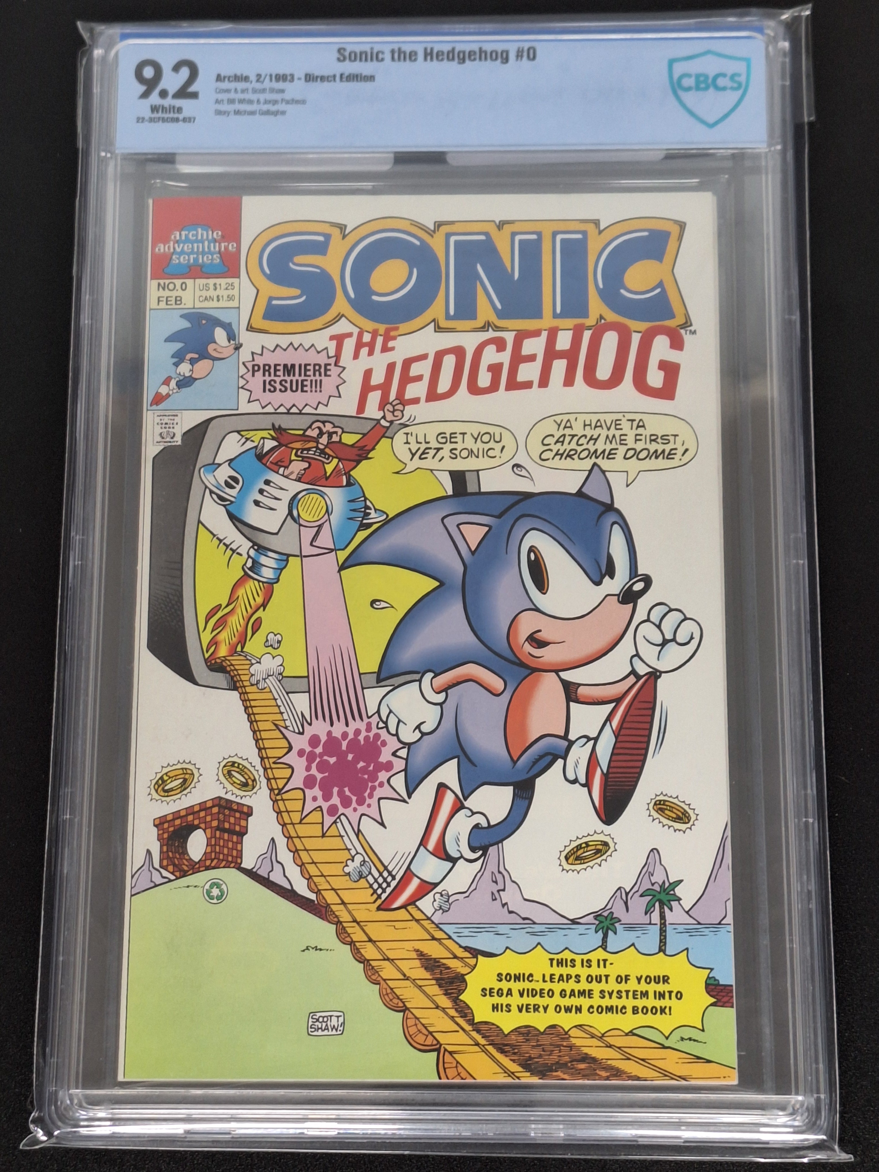 Sonic The Hedgehog #0 Archie 1993 - Rare Book, 1st Sonic & Tails - CBCS 9.2