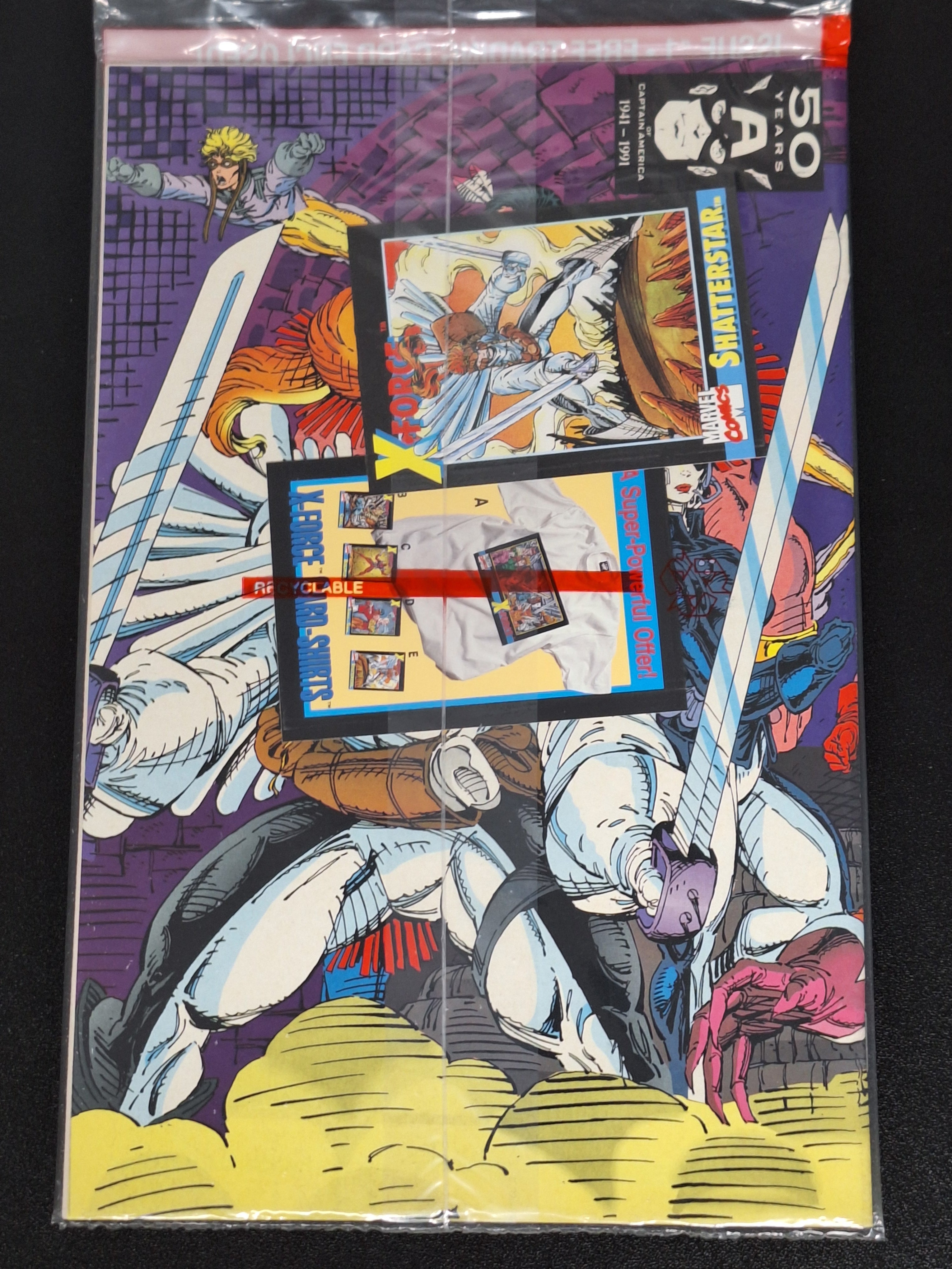 X-force 1 Marvel Comics 1991 Sealed Polybag With Shatterstar Card