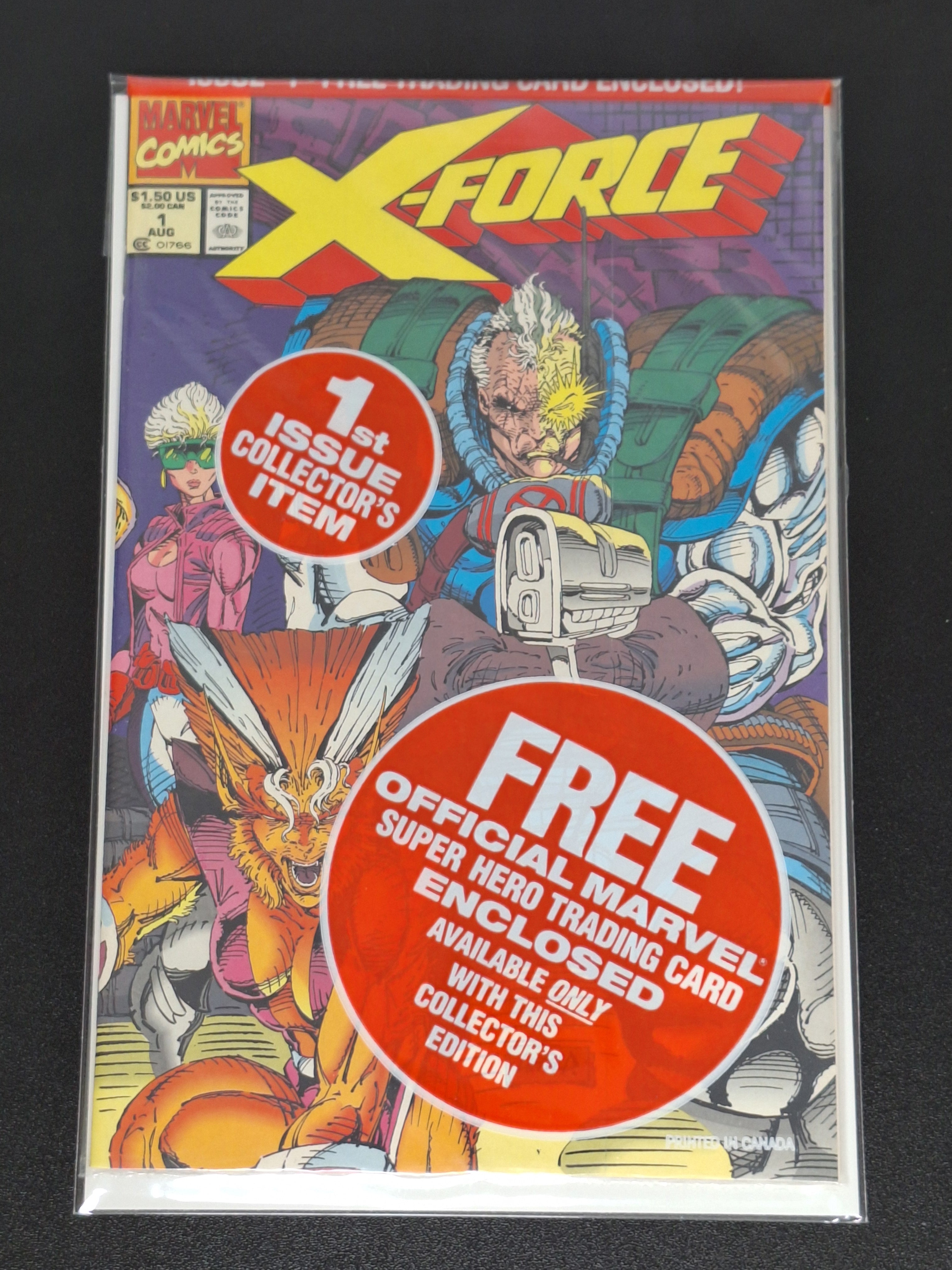 X-force 1 Marvel Comics 1991 Sealed Polybag With X-Force Card