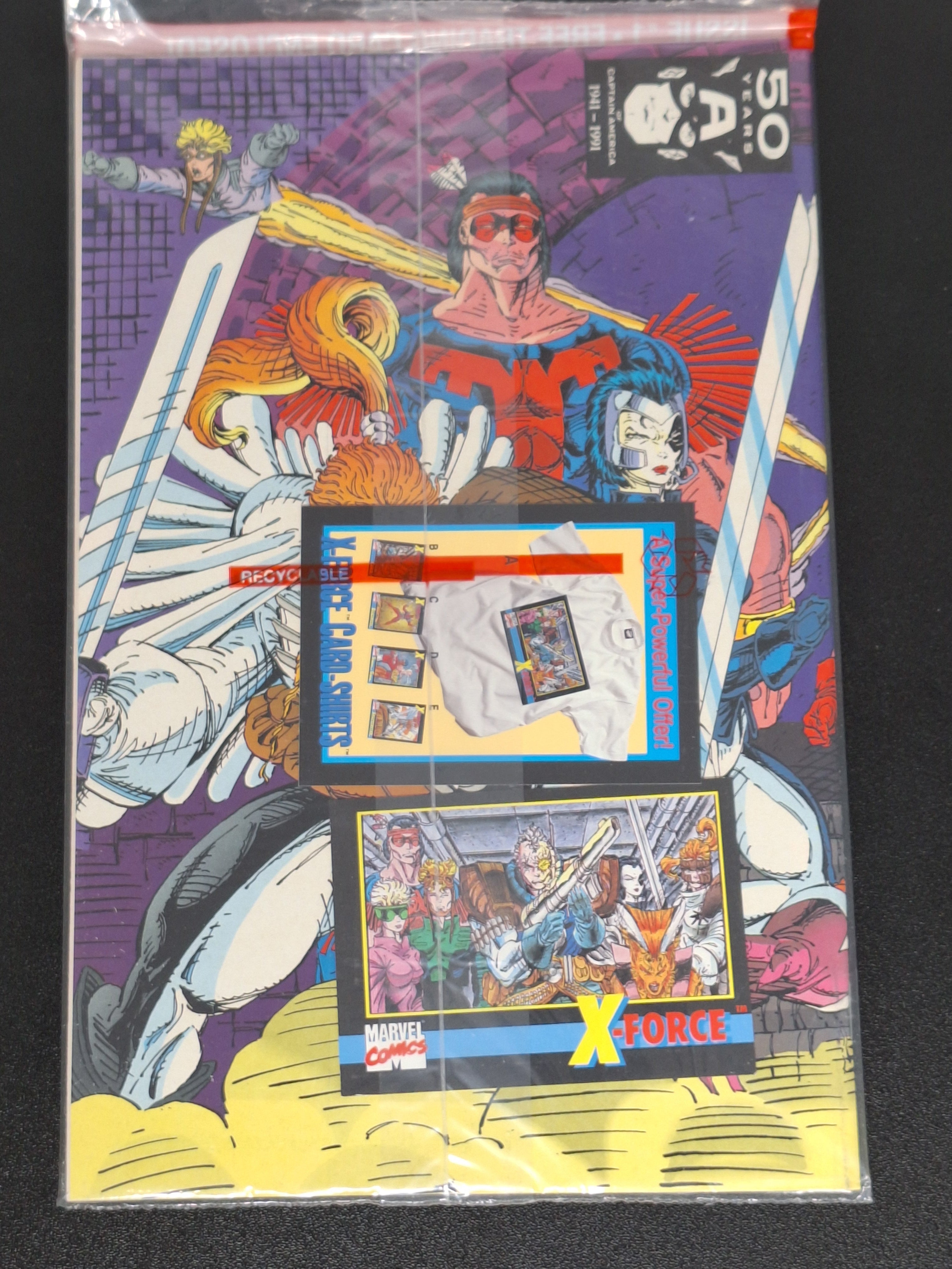 X-force 1 Marvel Comics 1991 Sealed Polybag With X-Force Card