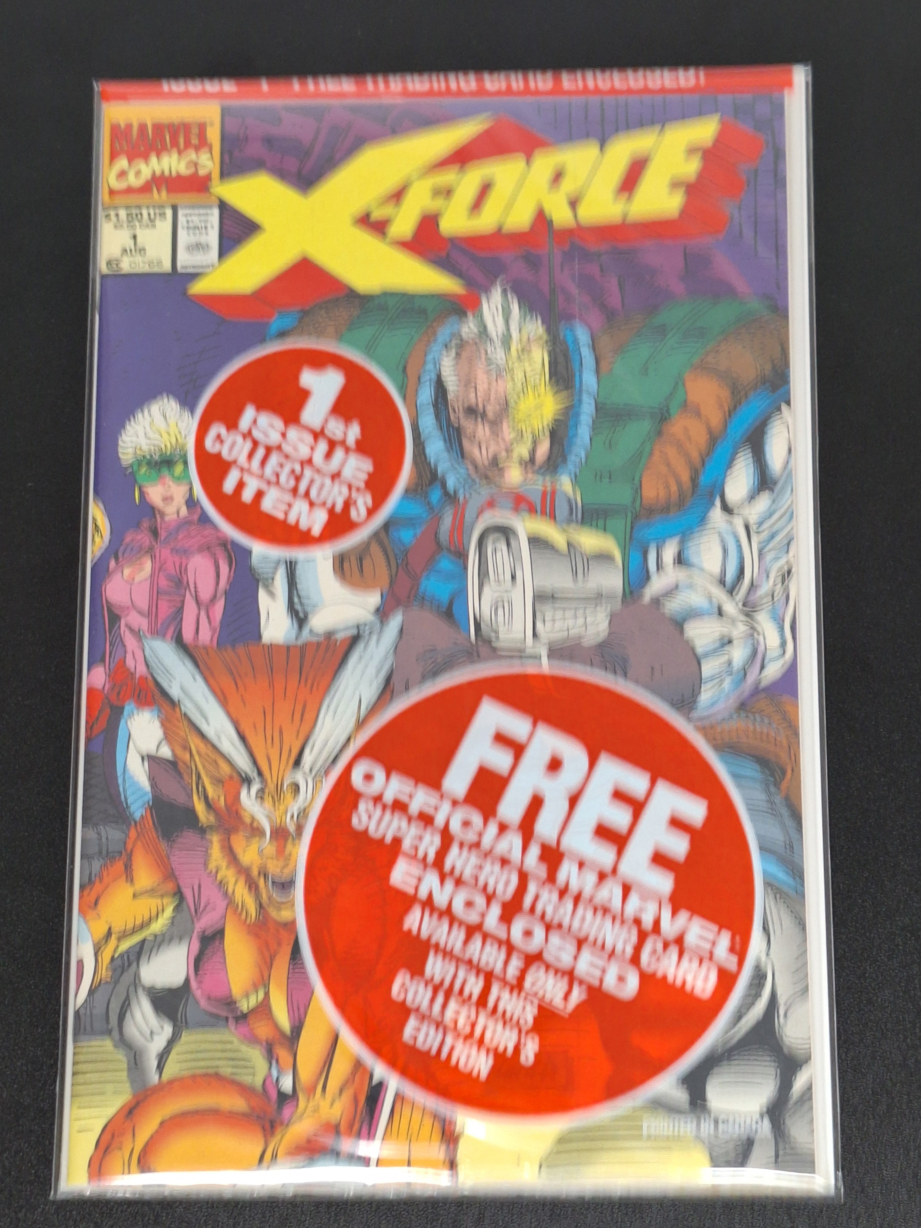 X-force 1 Marvel Comics 1991 Sealed Polybag With Sunspot & Gideon Card