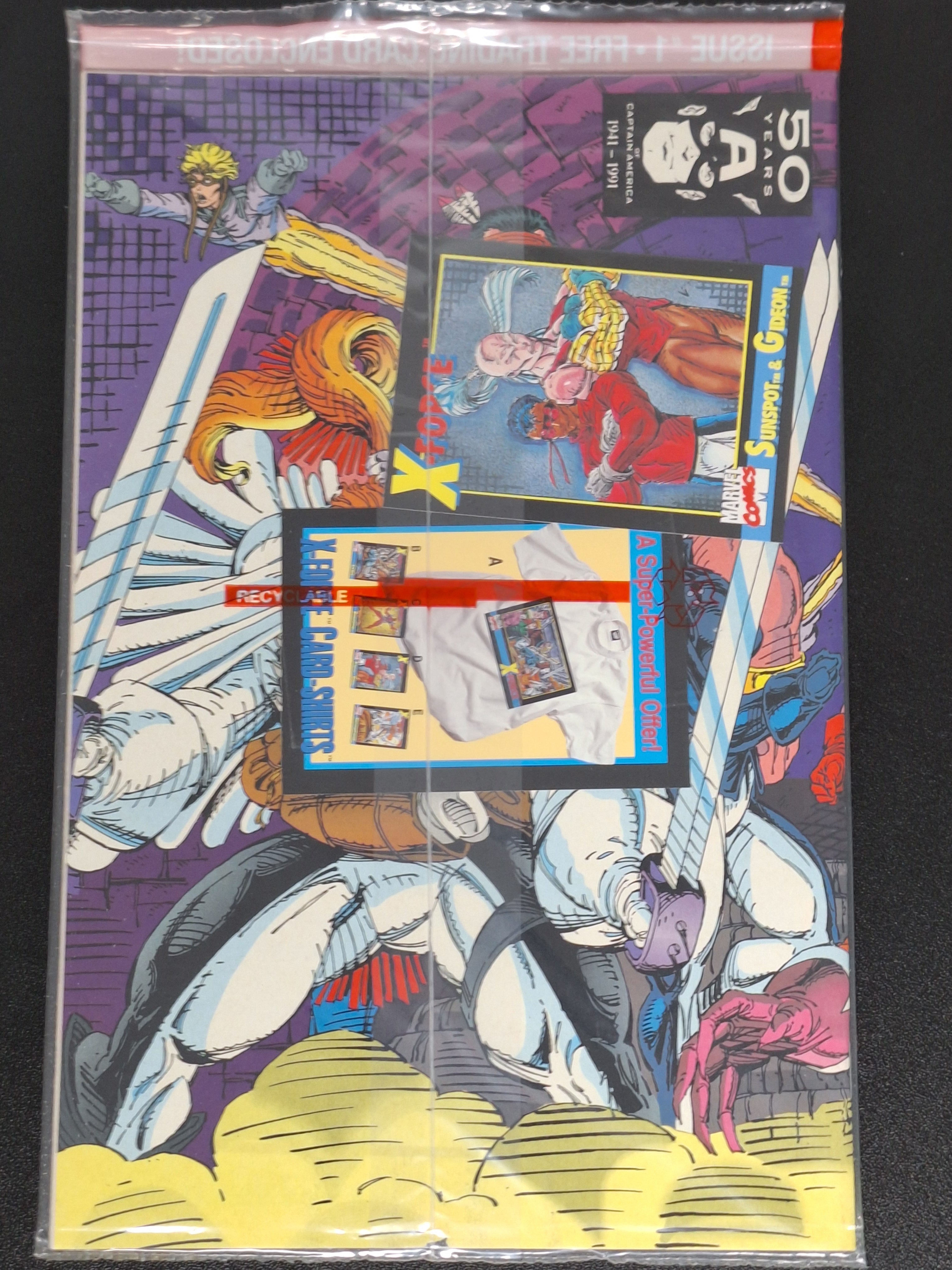X-force 1 Marvel Comics 1991 Sealed Polybag With Sunspot & Gideon Card