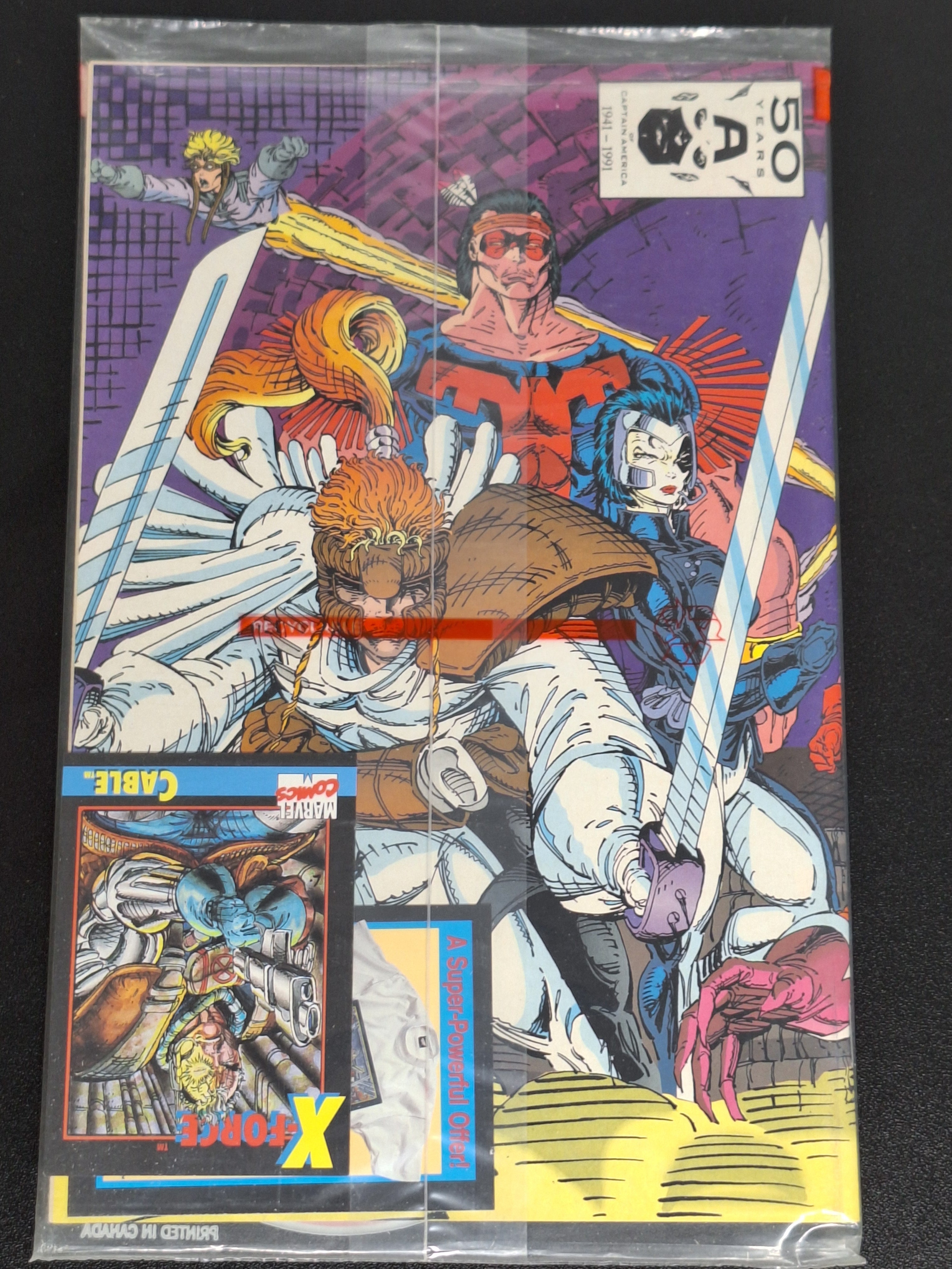 X-force 1 Marvel Comics 1991 Sealed Polybag With Cable Card & Negative UPC
