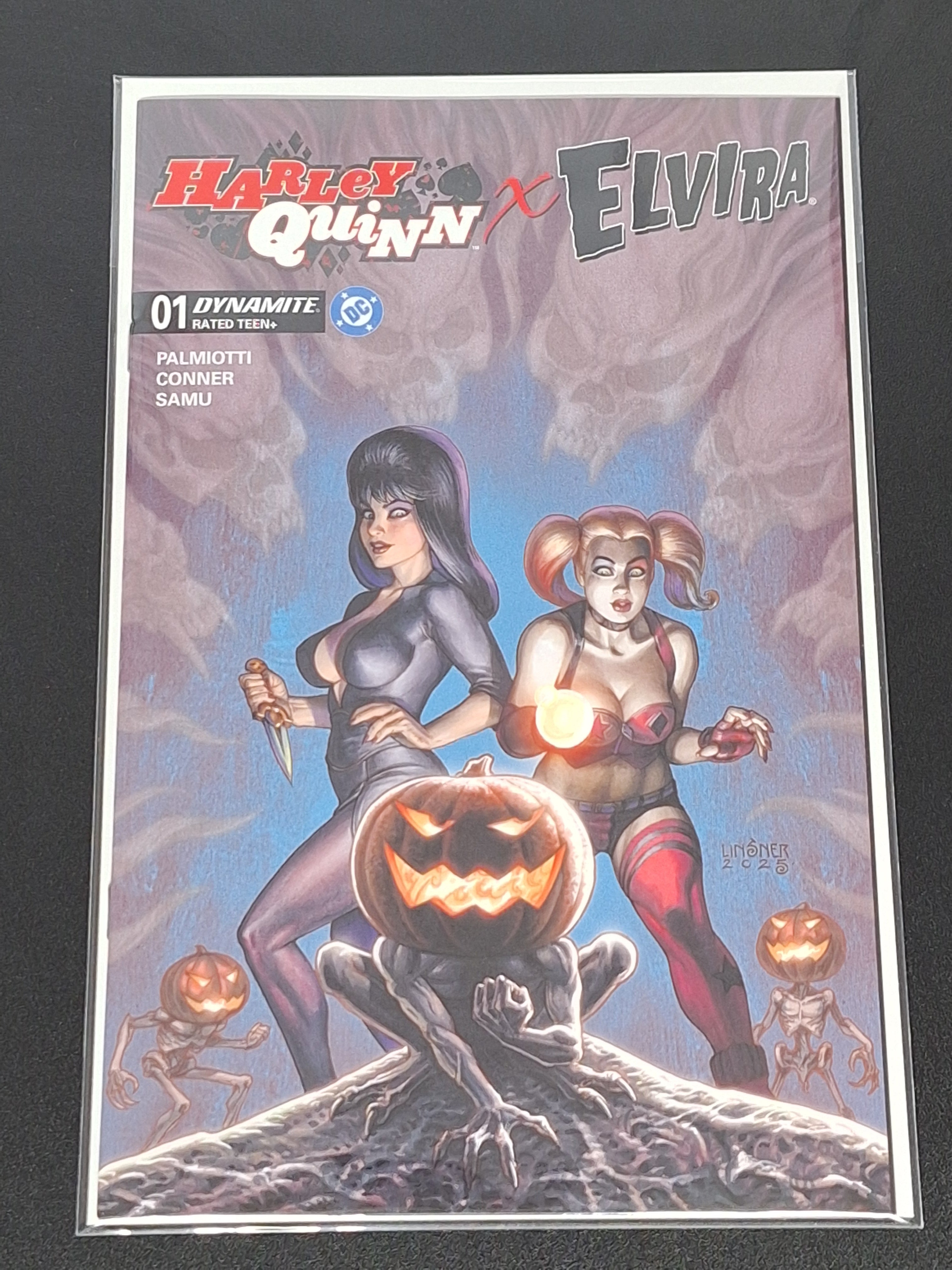 Harley Quinn x Elvira 1 Dynamite 2025 Linsner Cover
