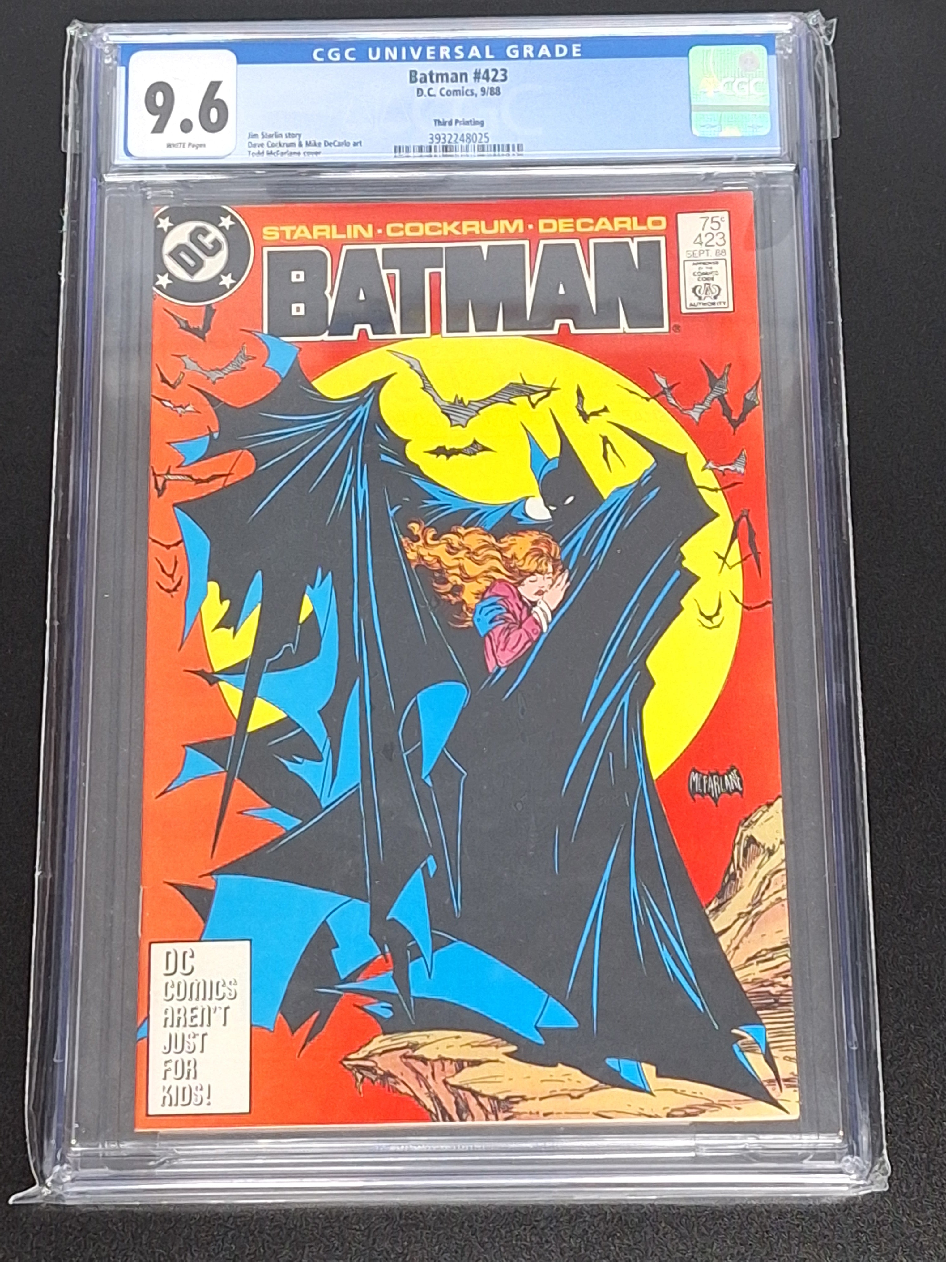 Batman 423 DC 1988 Third Printing Classic Todd McFarlane Cover CGC 9.6