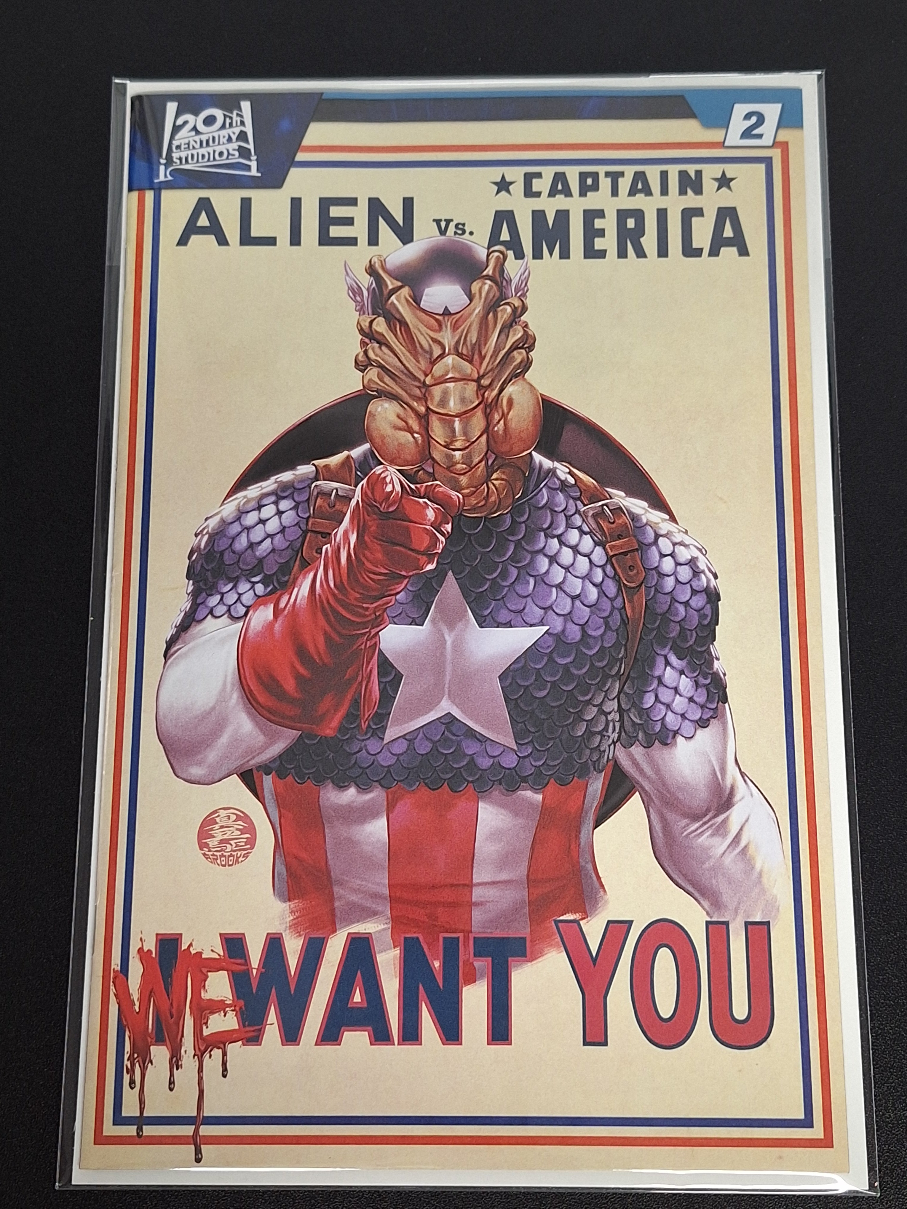 Alien Vs Captain America 2 Marvel 2025 Mark Brooks Homage Cover