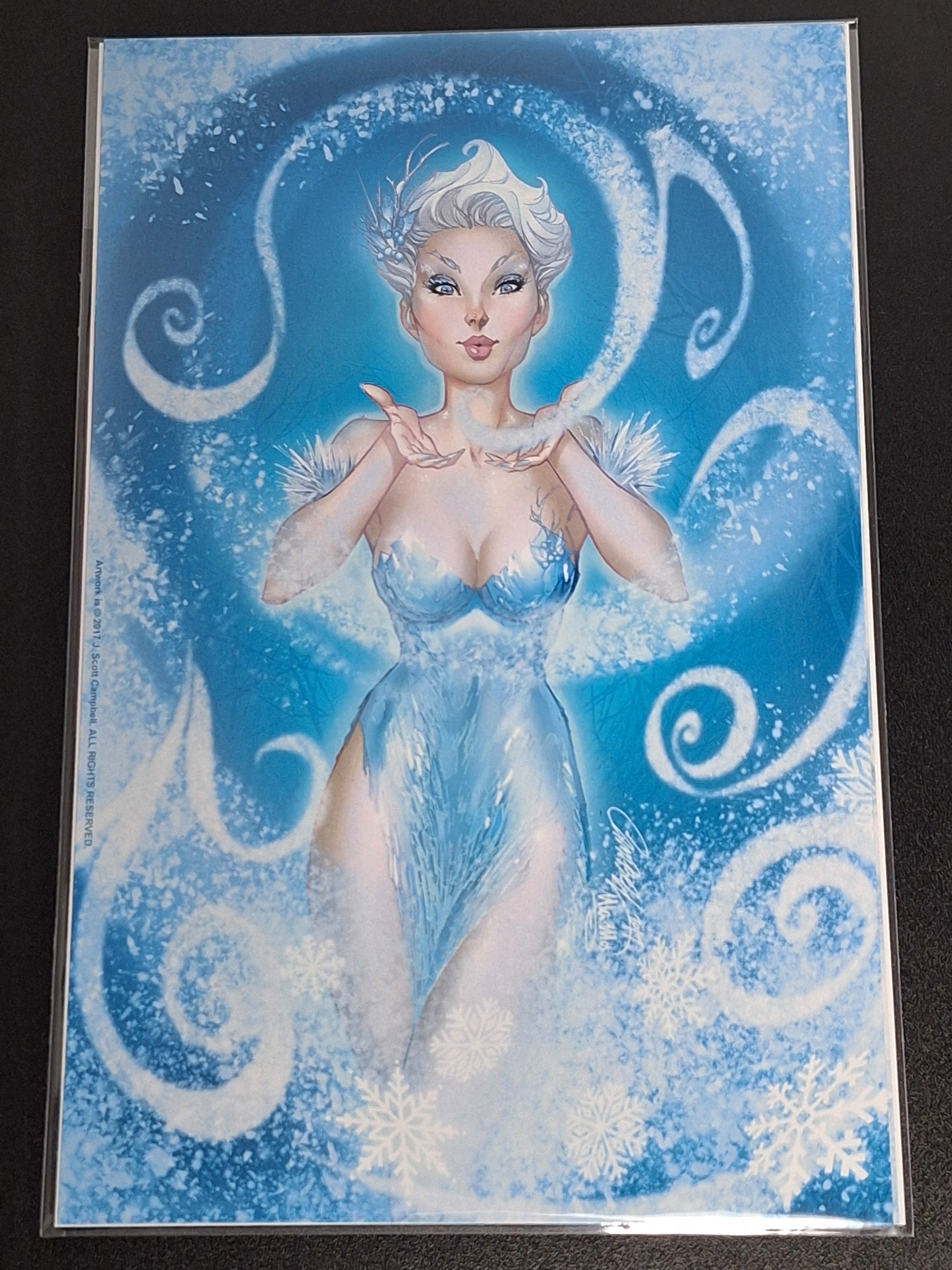 J.Scott Campbell 2017 Holiday Card Art Print Elsa Frozen