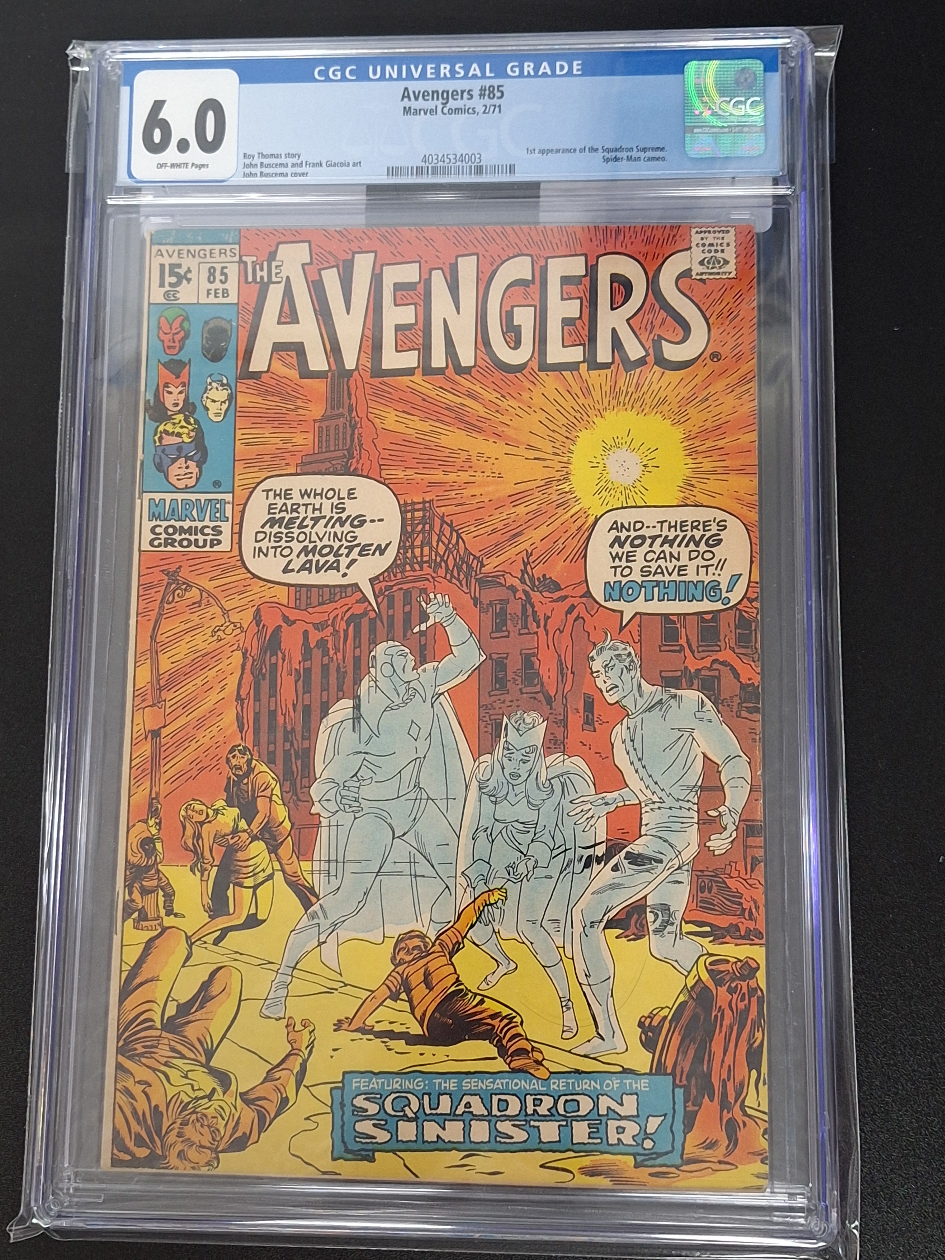 Avengers 85 Marvel 1971 CGC 6.0 1st App of The Squadron Supreme