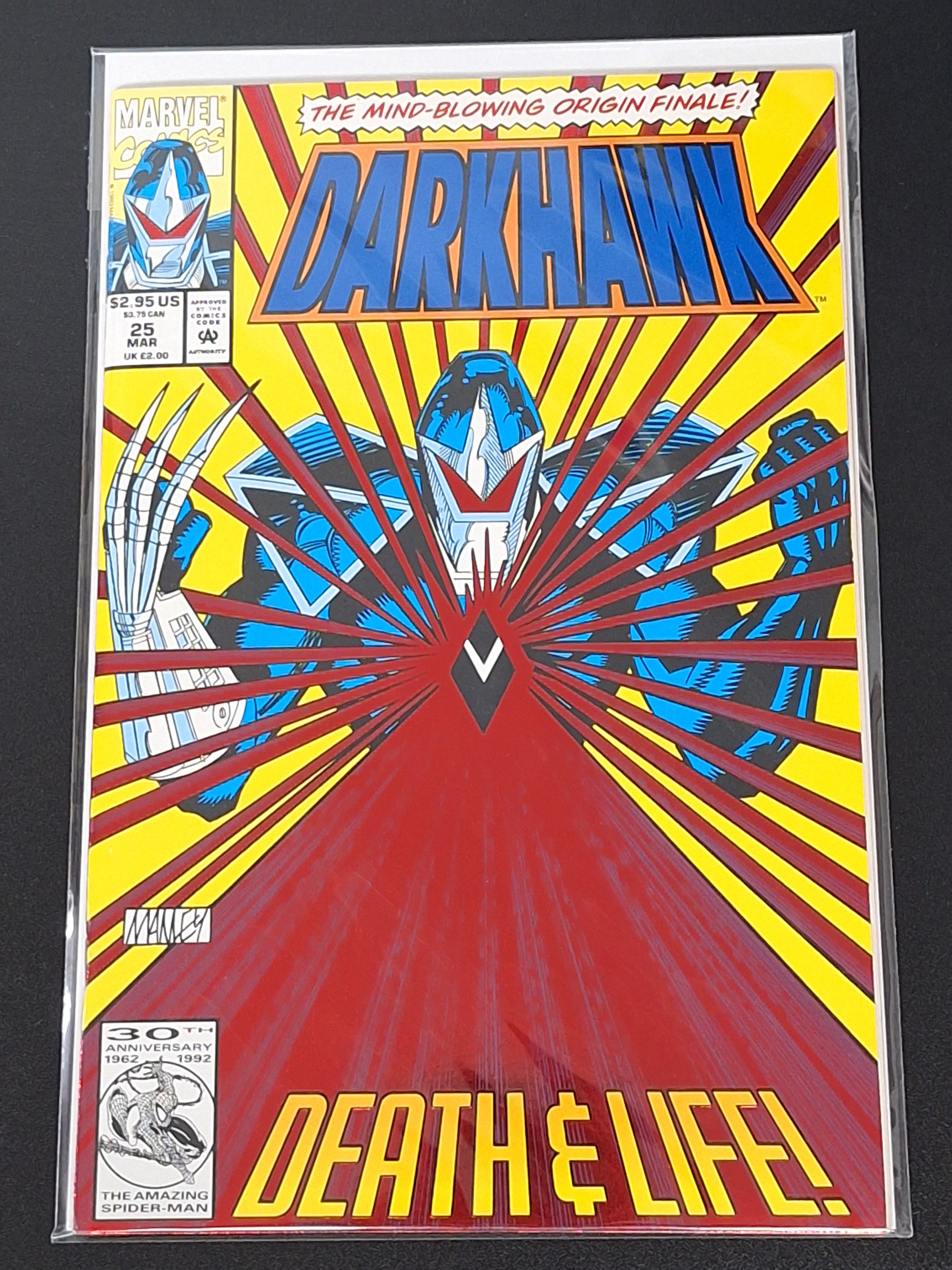 Darkhawk 25 Marvel 1993 Foil Cover, Origin & New Suit