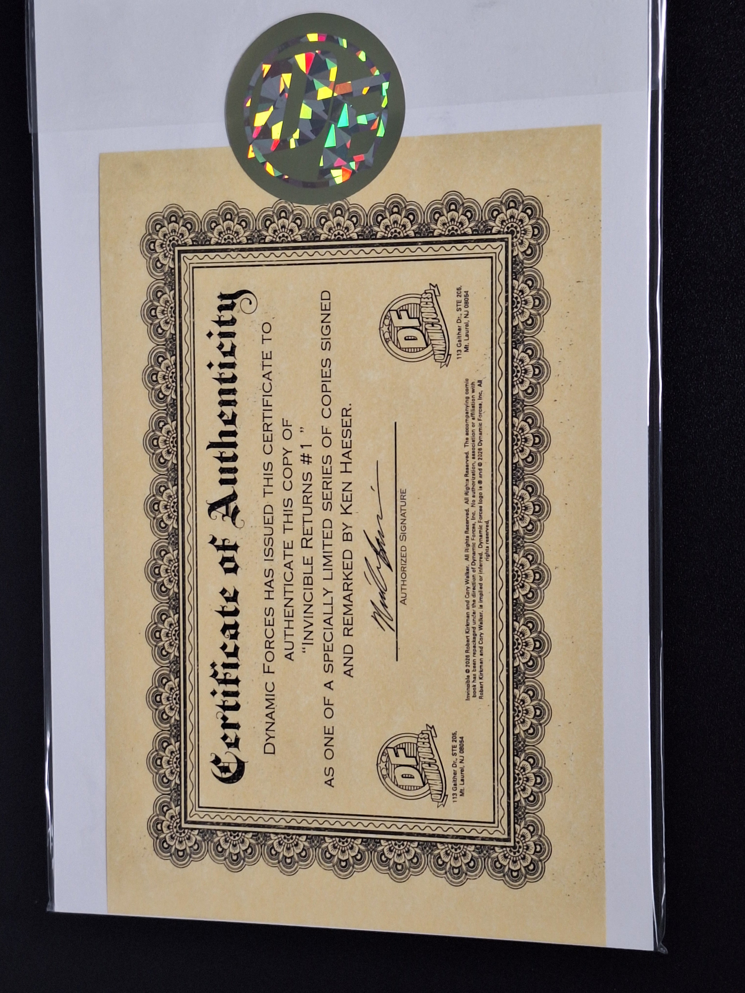 Invincible Returns 1 Dynamic Forces Signed & Sketched By Ken Haeser With COA
