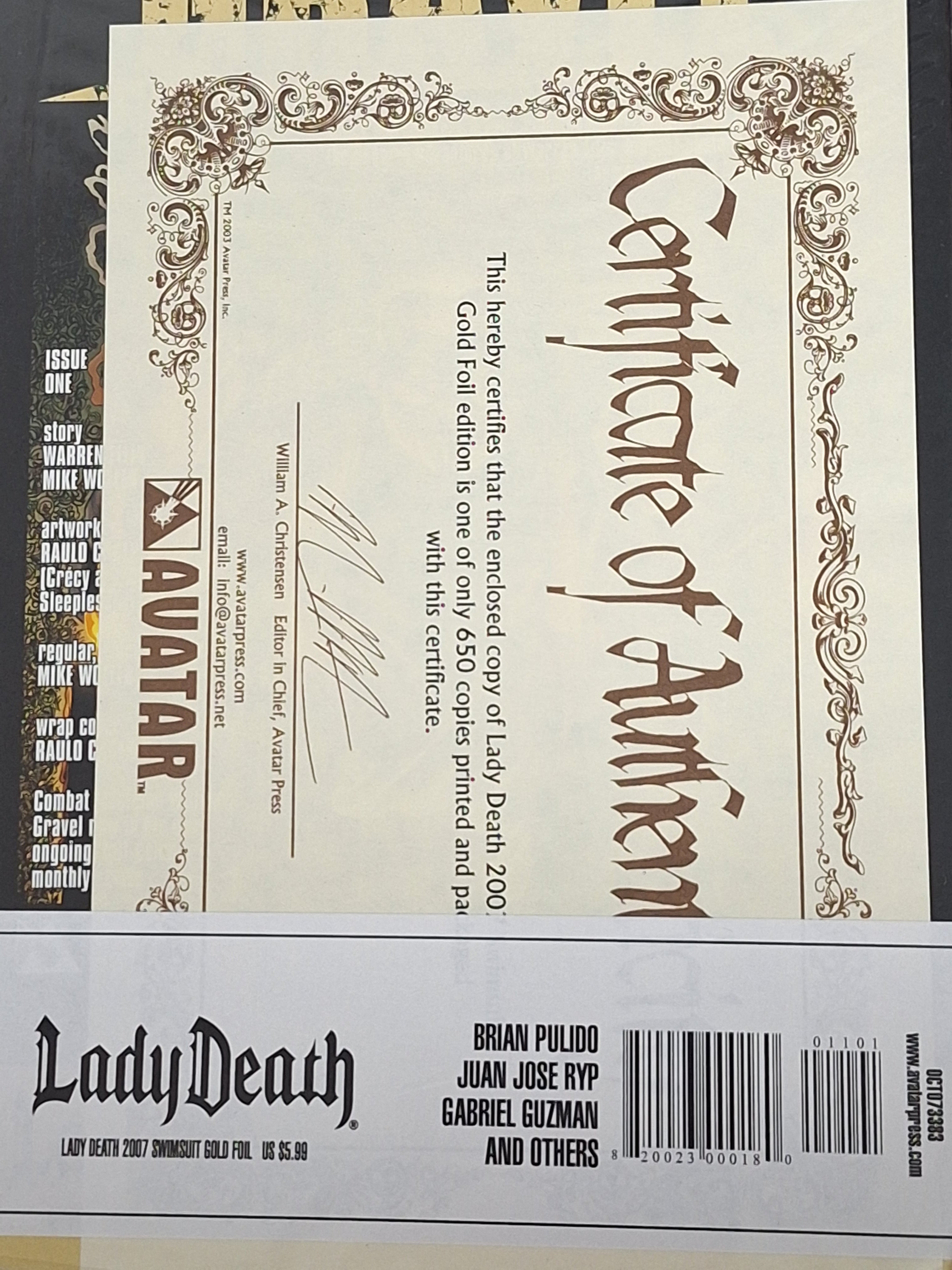 Lady Death Swimsuit 2007 Avatar Gold Foil Edition Ltd. 650 Copies With COA