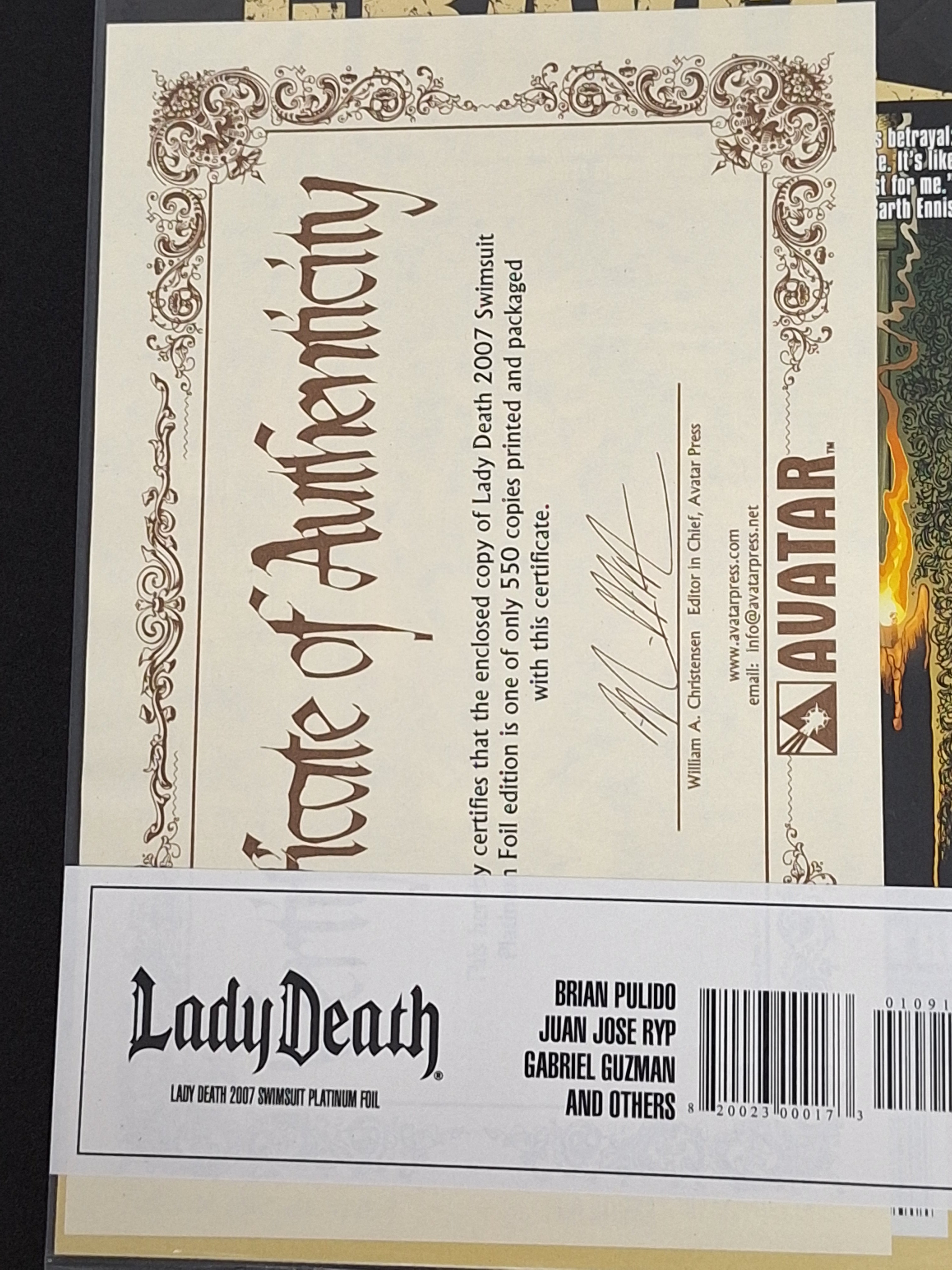 Lady Death Swimsuit 2007 Avatar Platinum Foil Edition Ltd. 550 Copies With COA