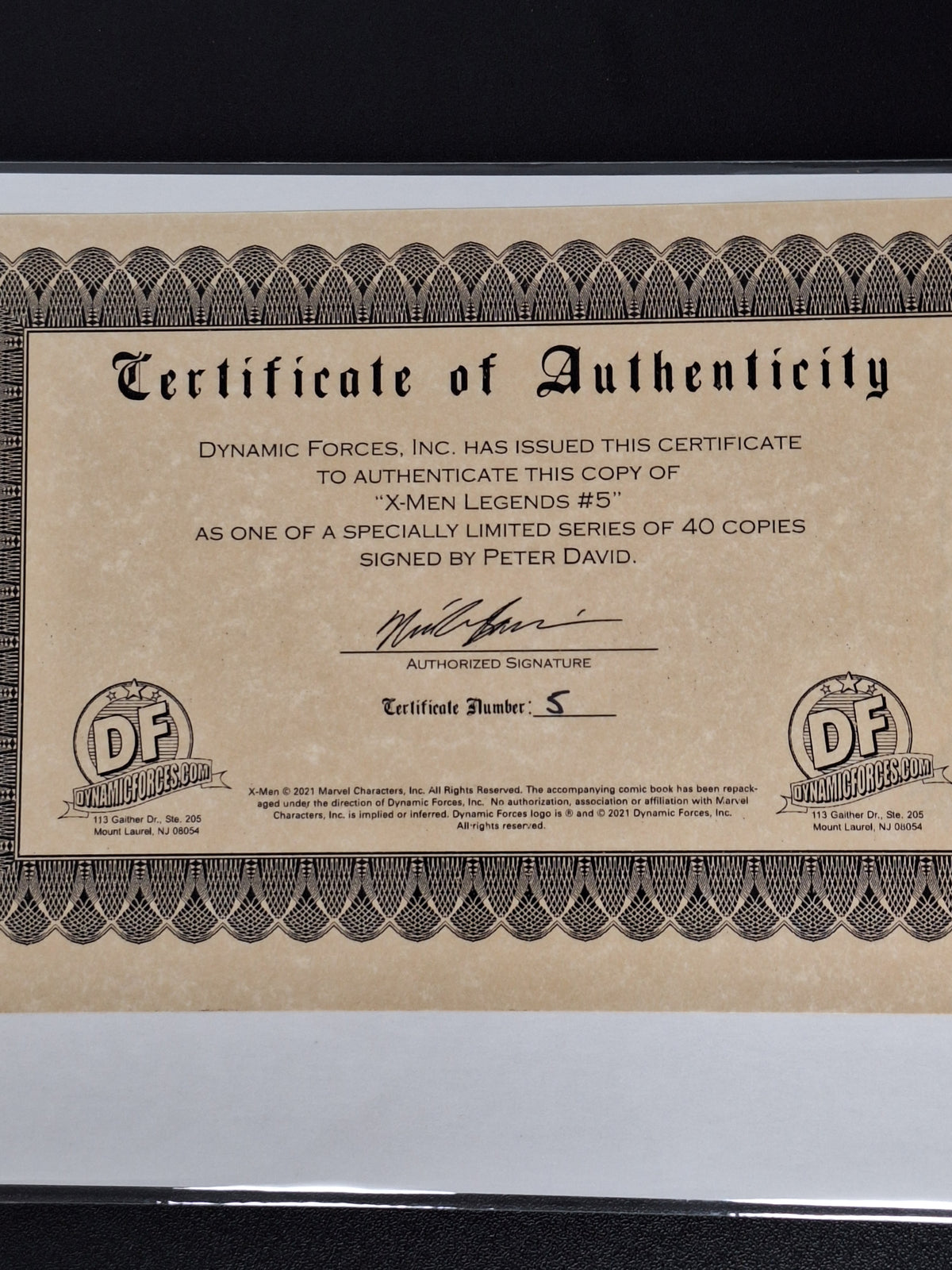 X-Men Legends 5 Dynamic Forces Peter David Signed 5/40 With COA