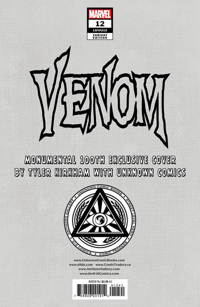 VENOM 12 MARVEL TYLER KIRKHAM EXCLUSIVE