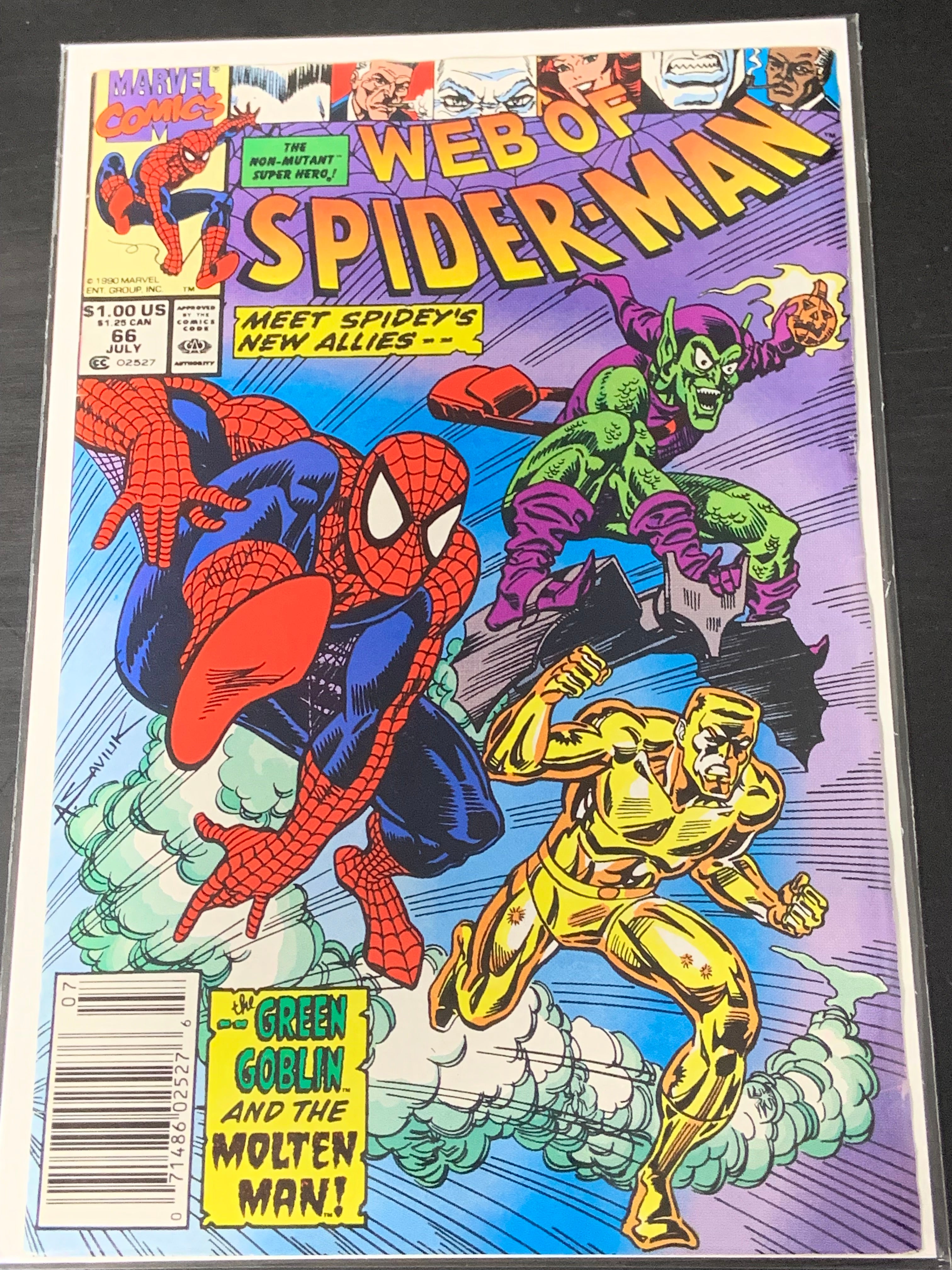 Web of Spider-Man 66 Marvel 1990 Newsstand Green Goblin