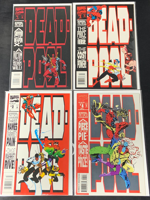 Deadpool Circle Chase 1-4 Marvel 1993 Set of 4 1st Solo Series, Very Scarce Newsstands