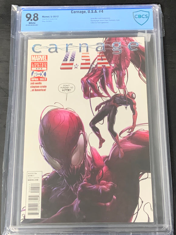 Carnage USA 4 CBCS 9.8 Clayton Crain Cover & Art