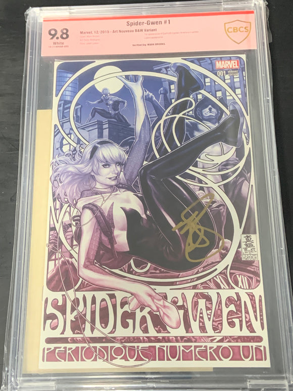 Spider-Gwen 1 Marvel 2015 Mark Brooks Art Nouveau CBCS SS with COA