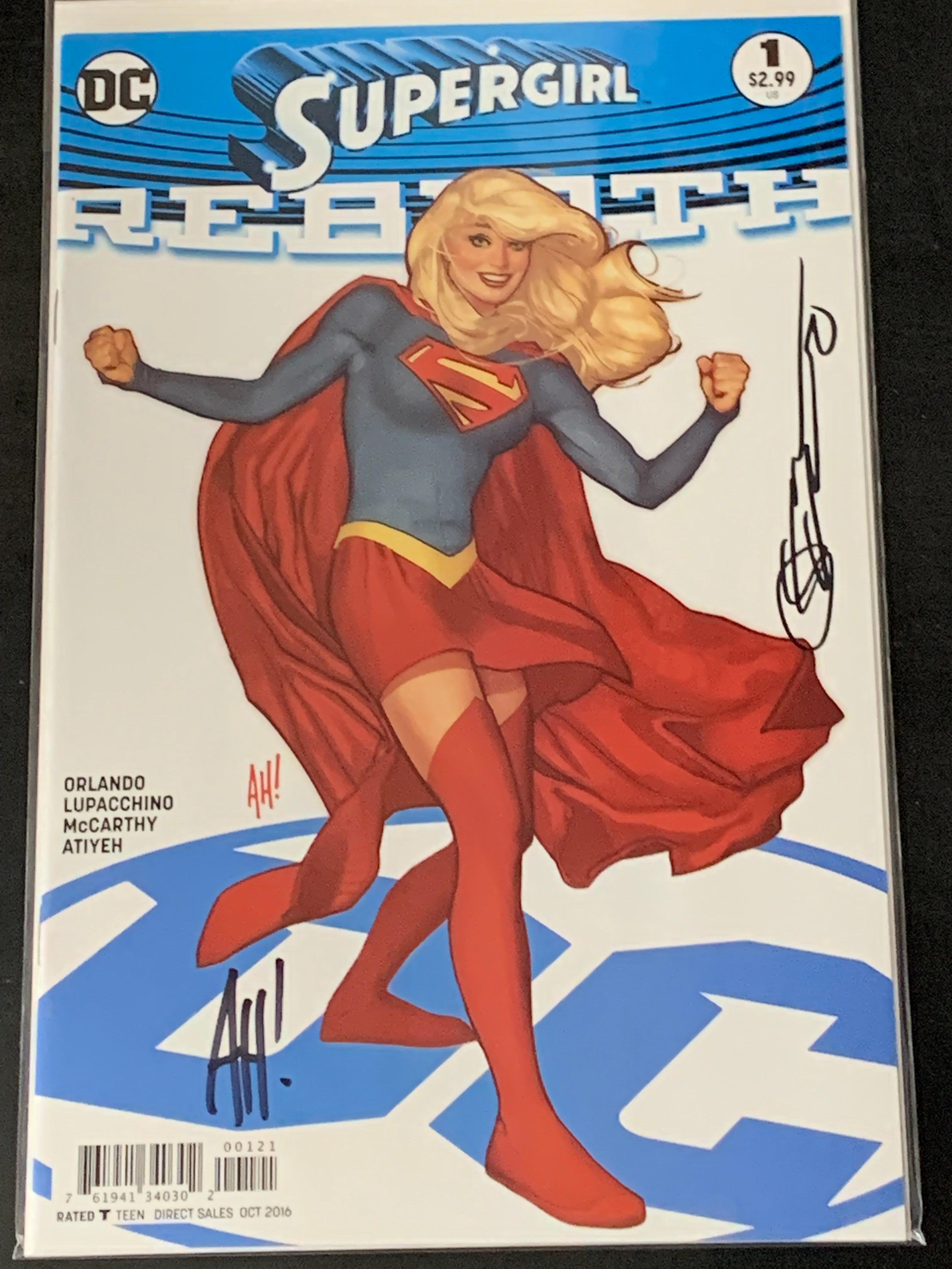 Supergirl 1 2016 Rebirth Double Signed by Hughes and Orlando!
