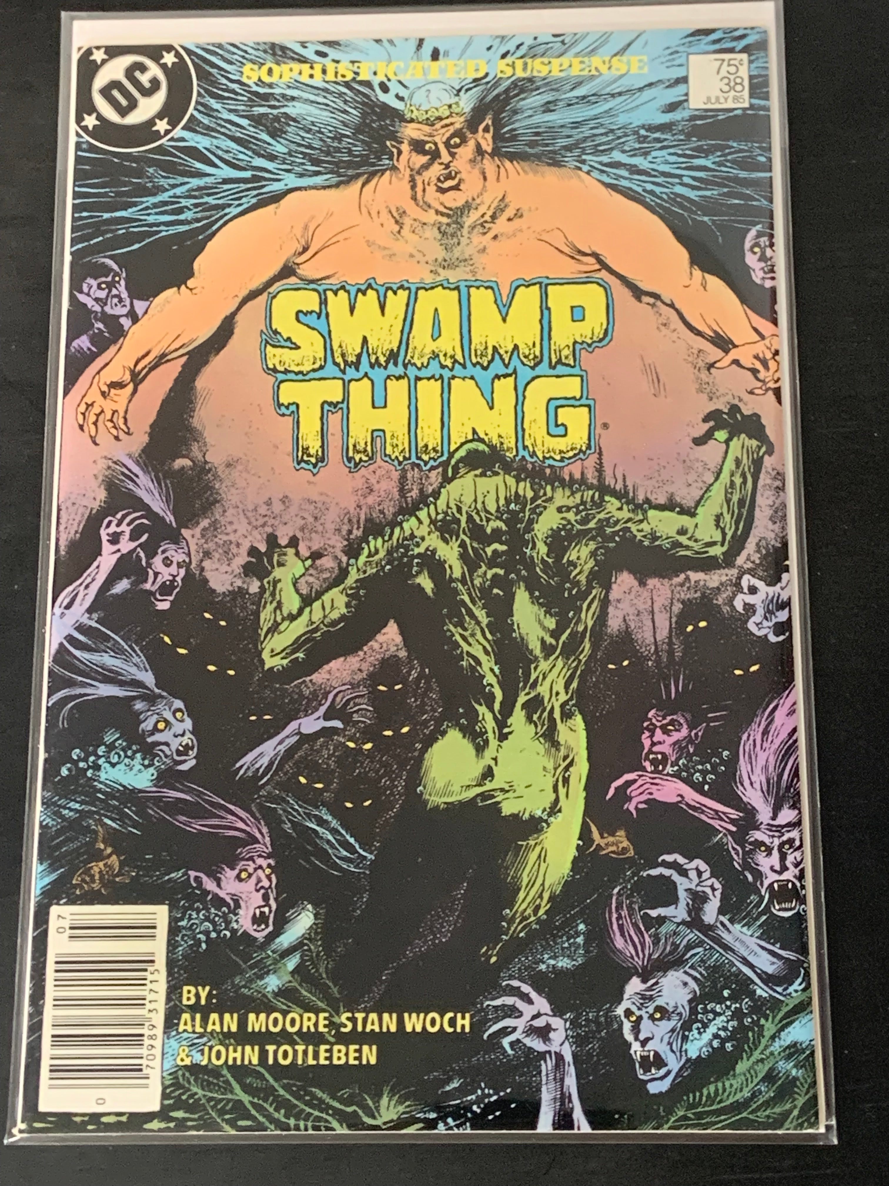 Swamp Thing 38 DC 1985 Newsstand 2nd app of John Constantine!