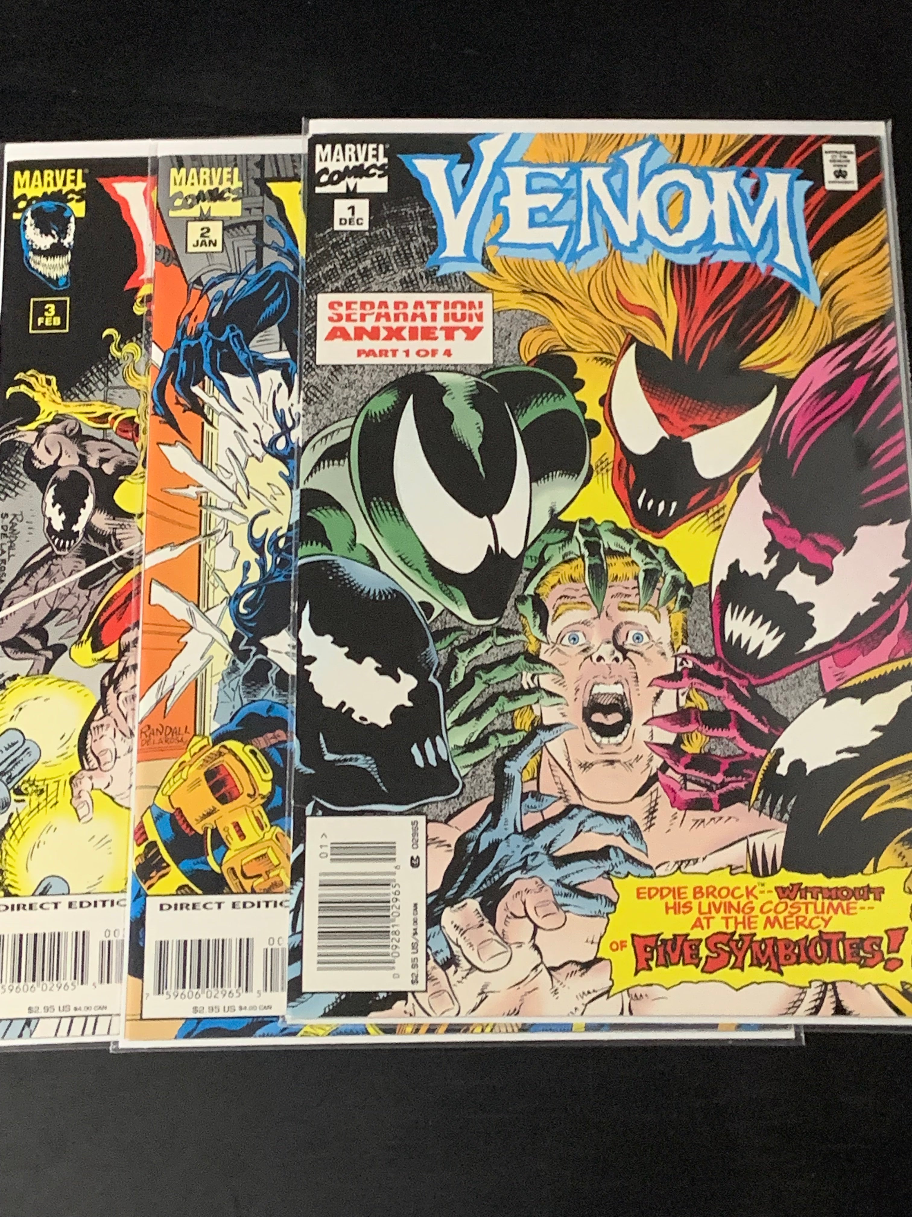 Venom Separation Anxiety Set 1 - 3 Marvel 1994  Scarce books