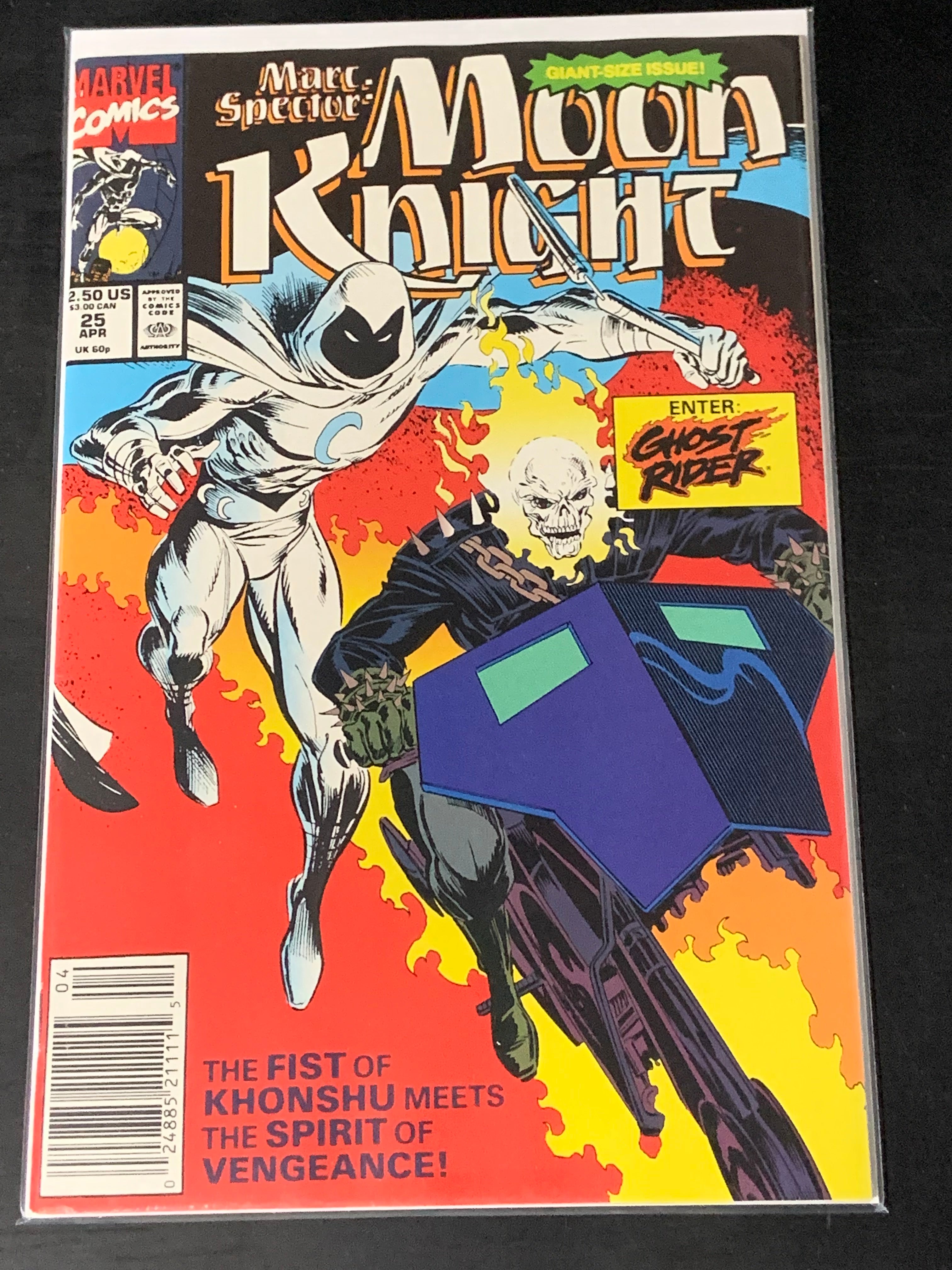 Marc Spector Moon Knight 25 1991 1st Ghost Rider Team up, Newsstand