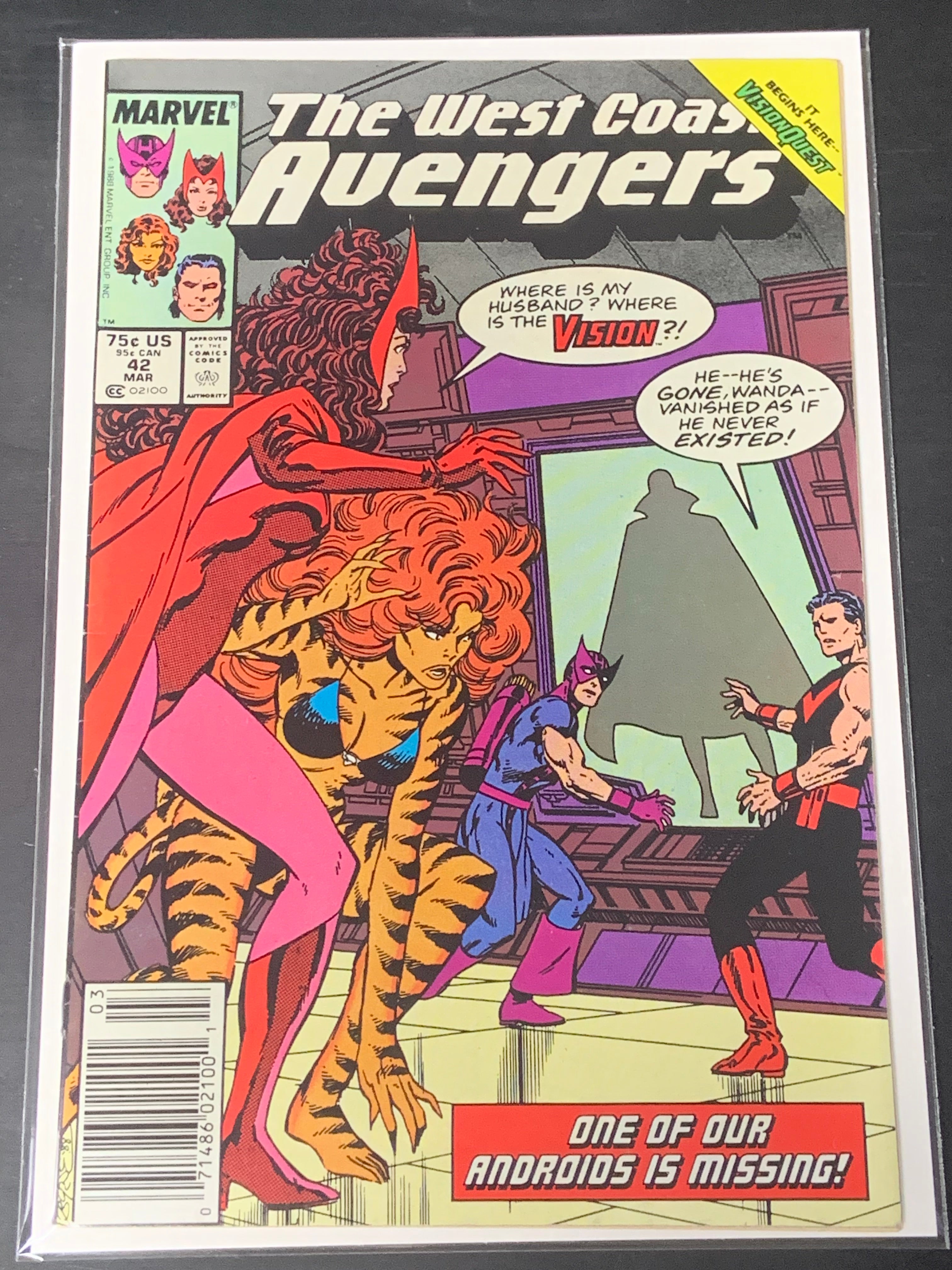 West Coast Avengers 42 Marvel 1988 Vision Quest Part One, Newsstand