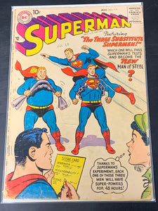 Superman 115 DC 1957 Early 10 Cent Issue, The Three Supermen