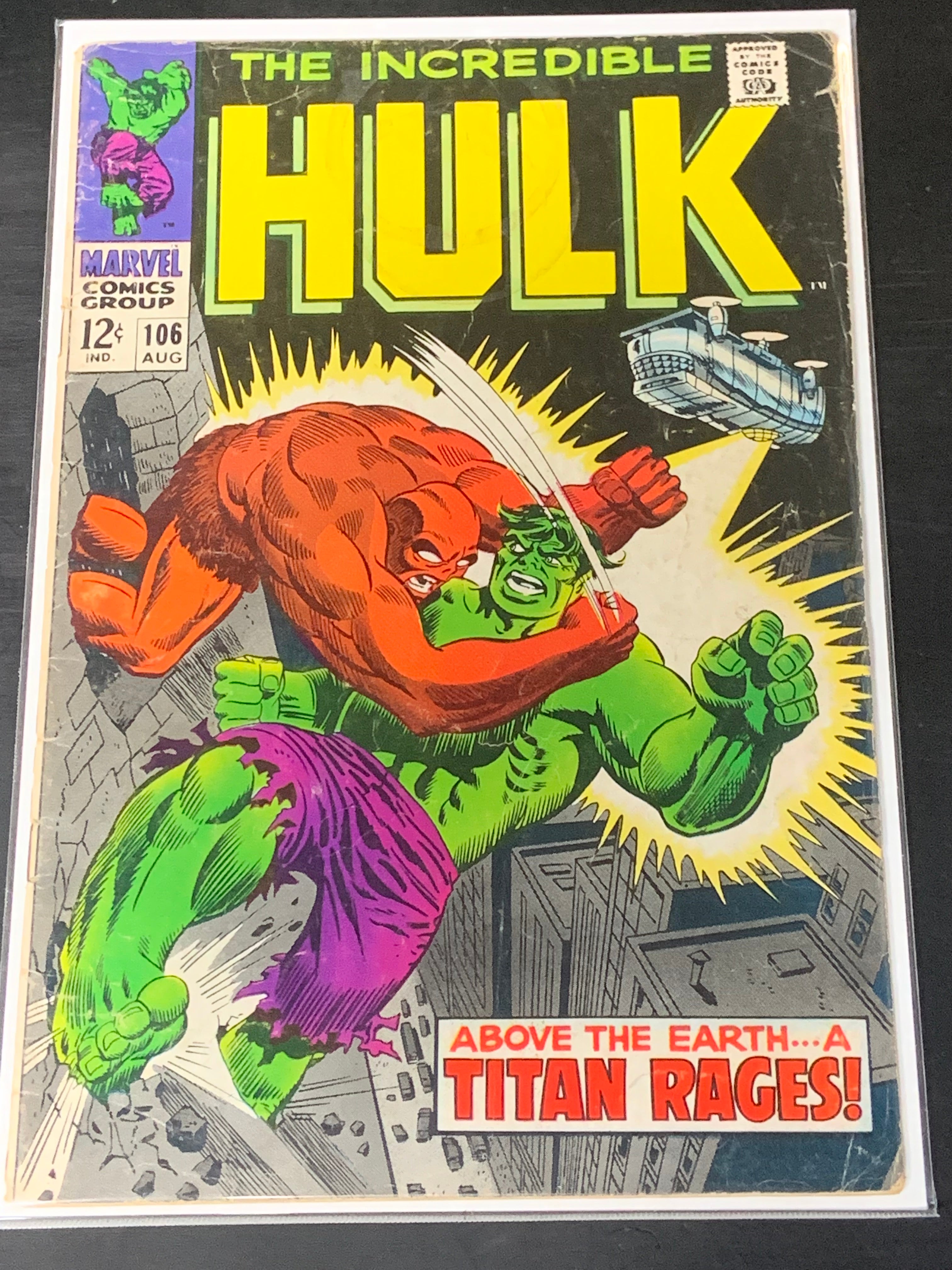 Hulk 106 Marvel 1968 2nd App & Death of The Missing Link, Silver Age