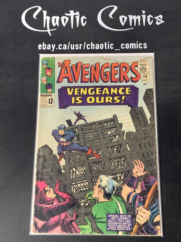 Avengers 20 Marvel Comics 1965 Silver Age Stan Lee  2nd App Of The Swordsman!